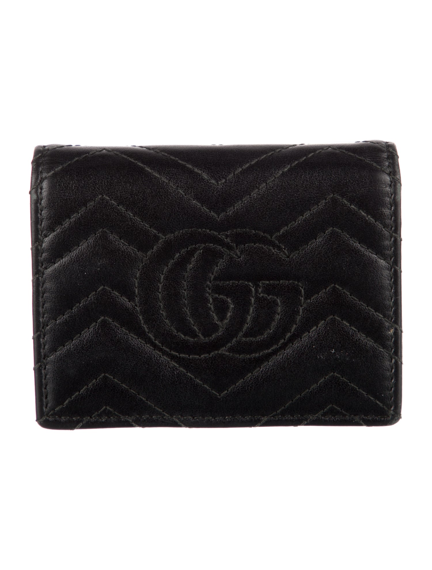 Gucci Double G Logo Leather Compact Wallet