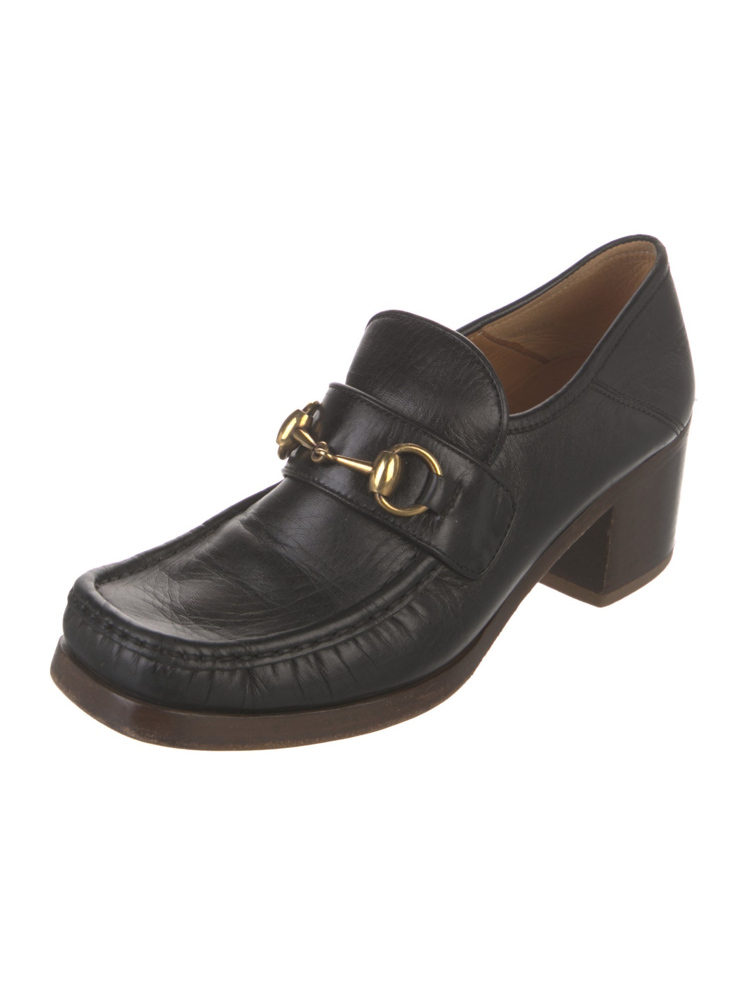 Gucci Horsebit Accent Leather Pumps
