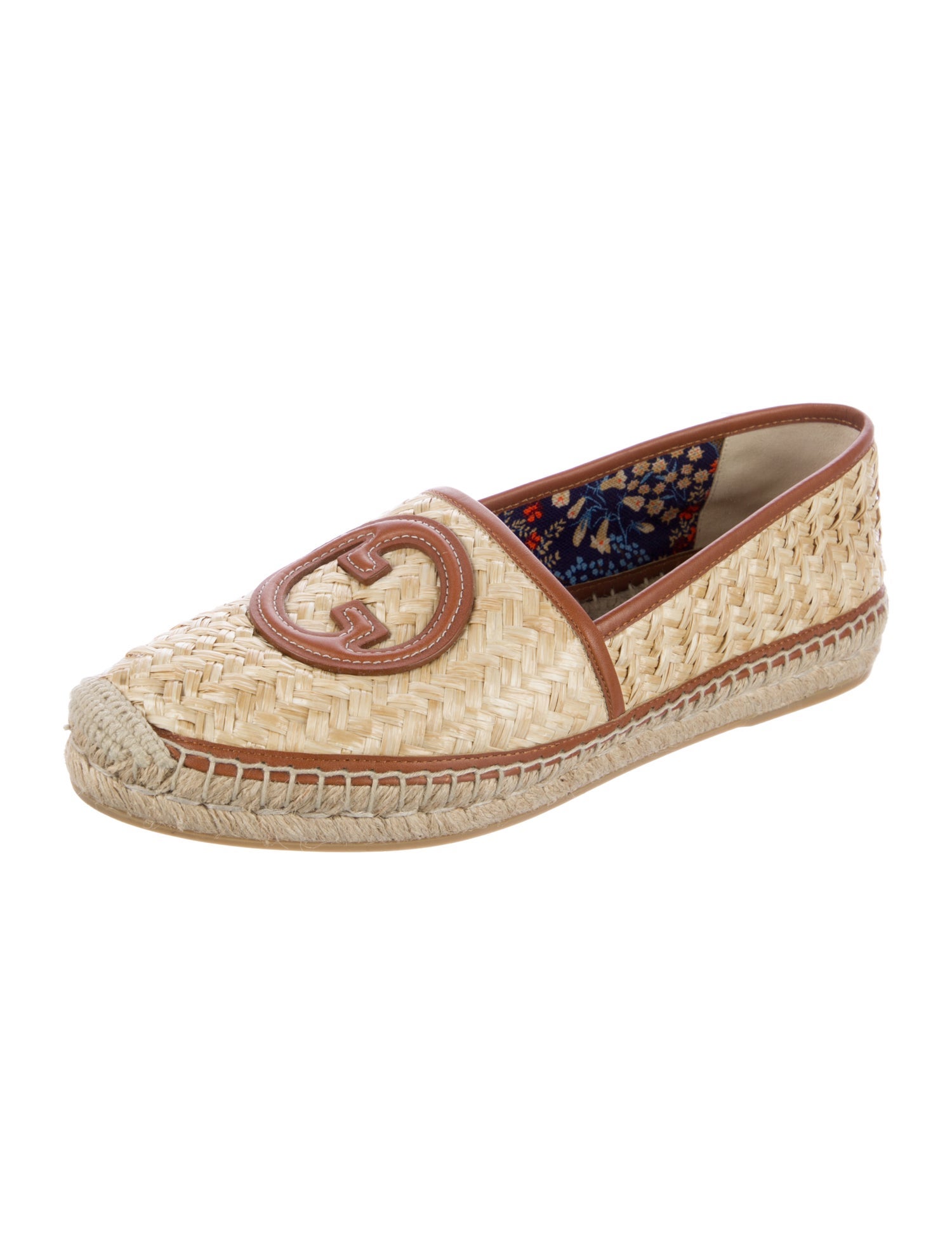 Gucci Straw Graphic Print Espadrilles