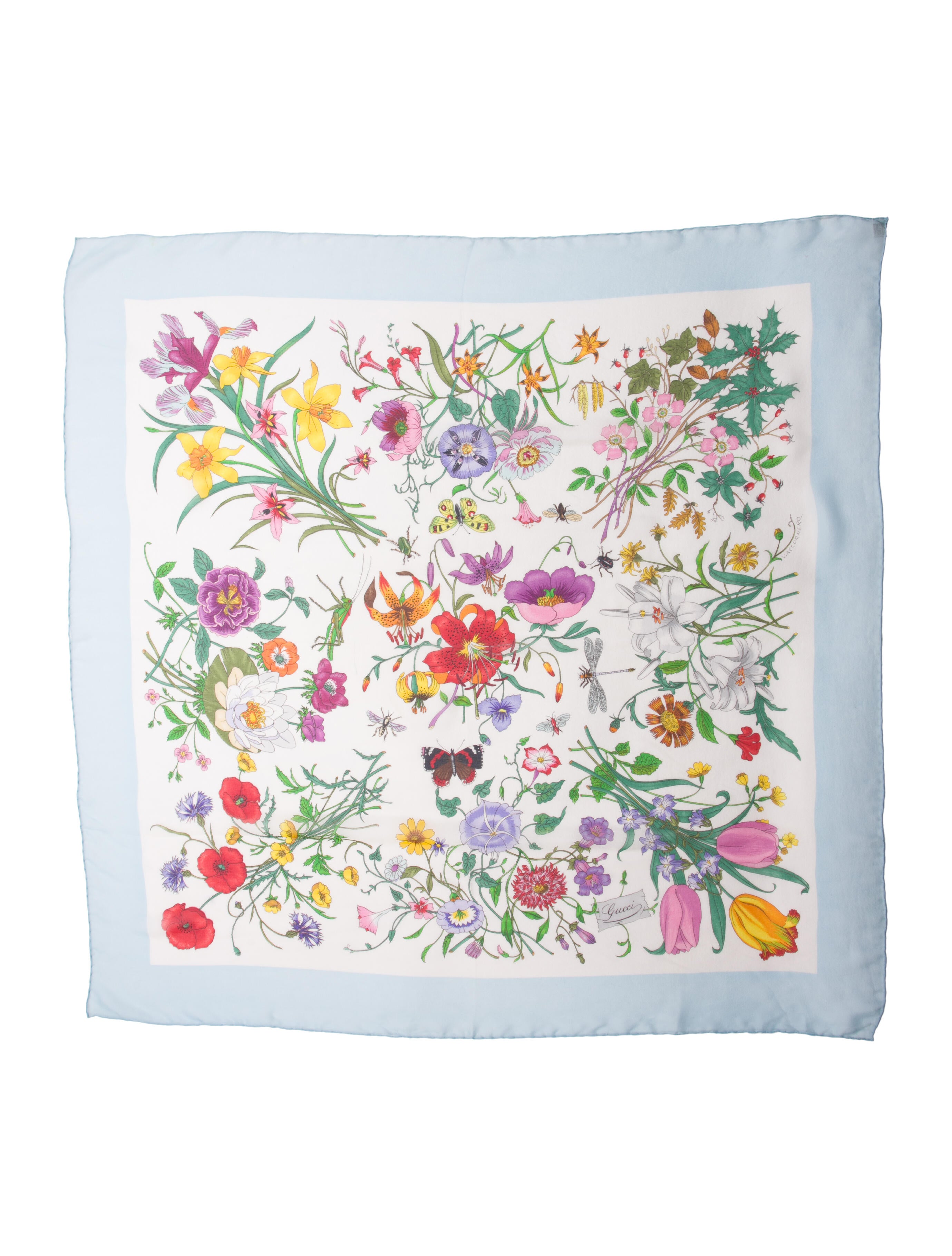 Gucci Silk Floral Print Scarf