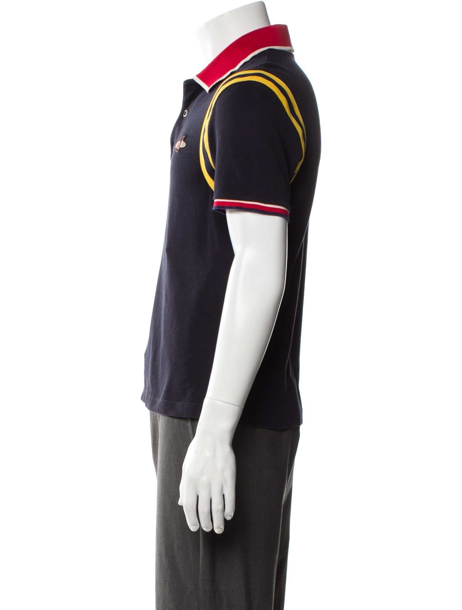 Gucci Bee Accent Colorblock Pattern Polo Shirt