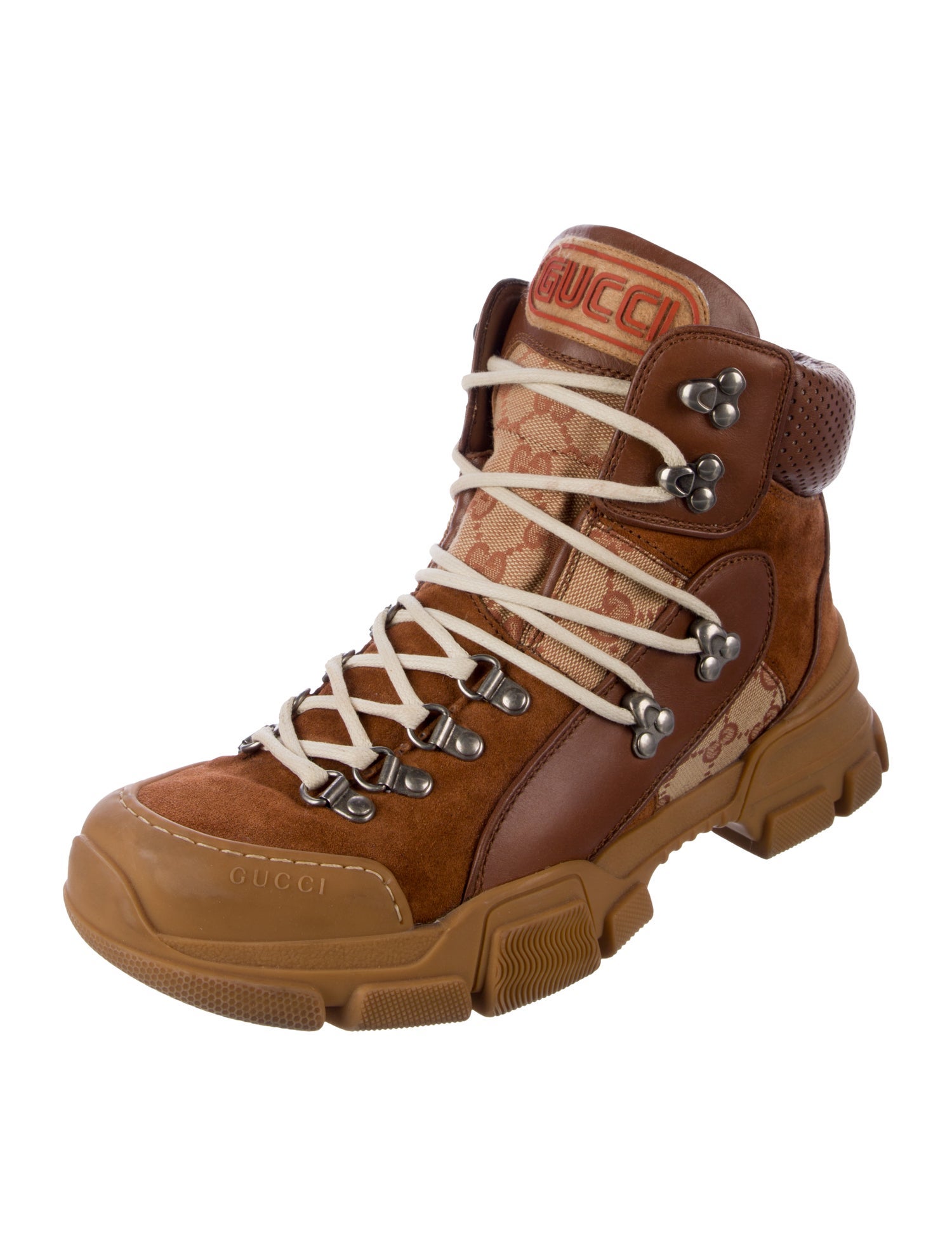 Gucci GG Canvas Leather Hiking Boots