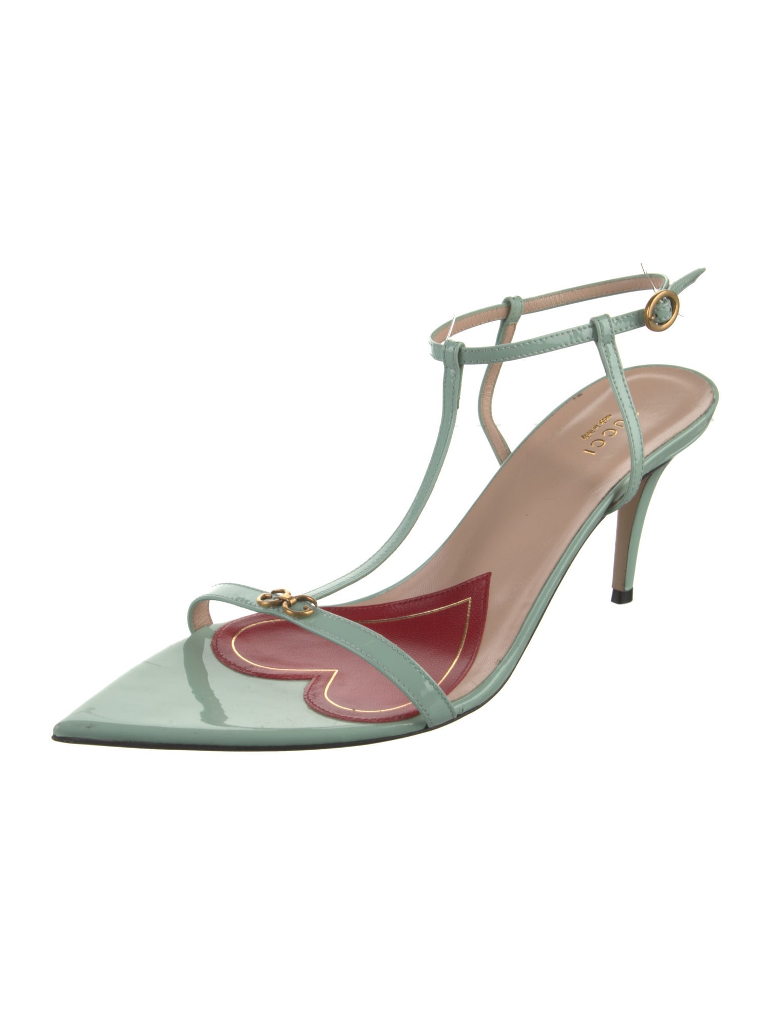 Gucci Patent Leather T-Strap Sandals