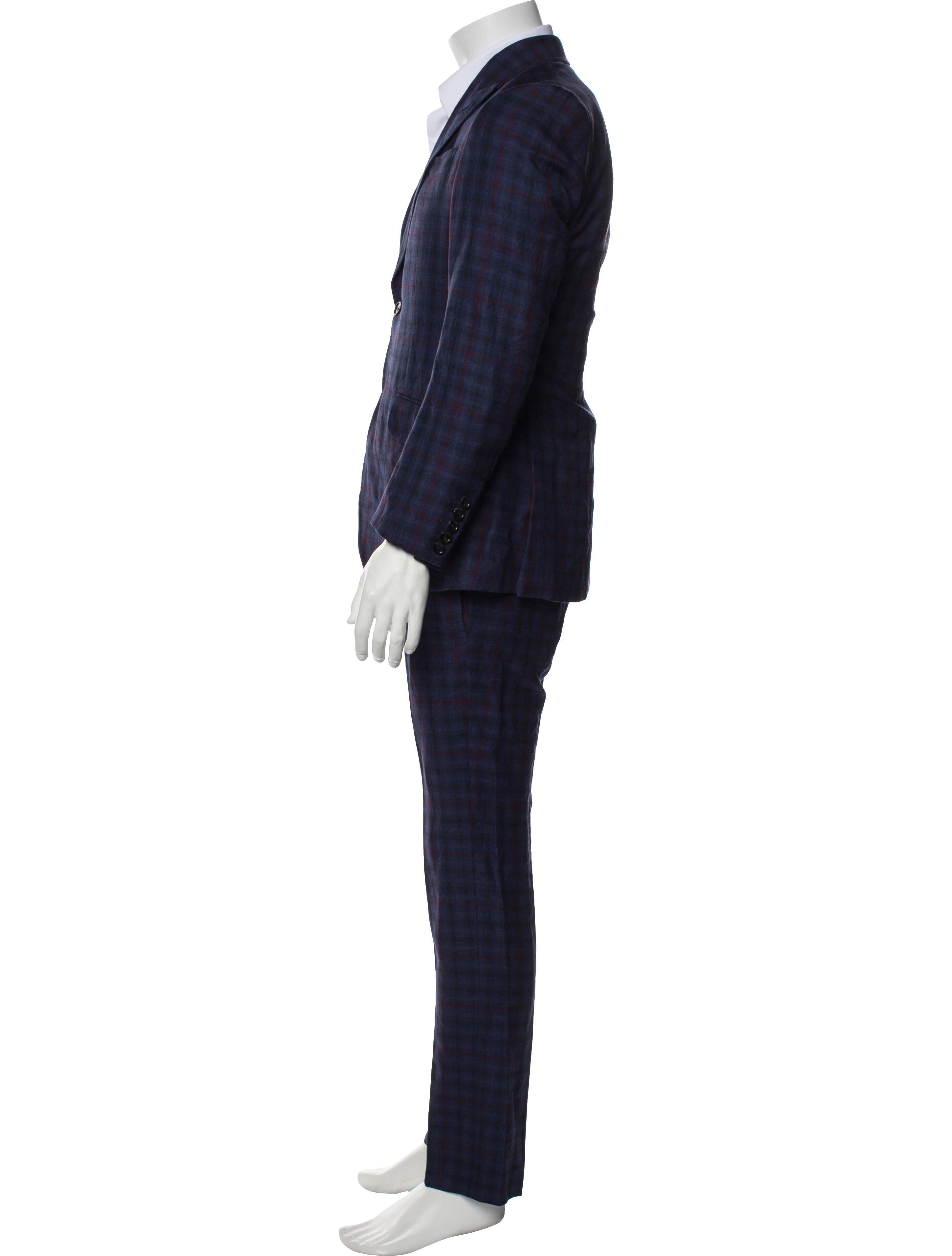 Gucci Wool Plaid Print Two-Piece Suit