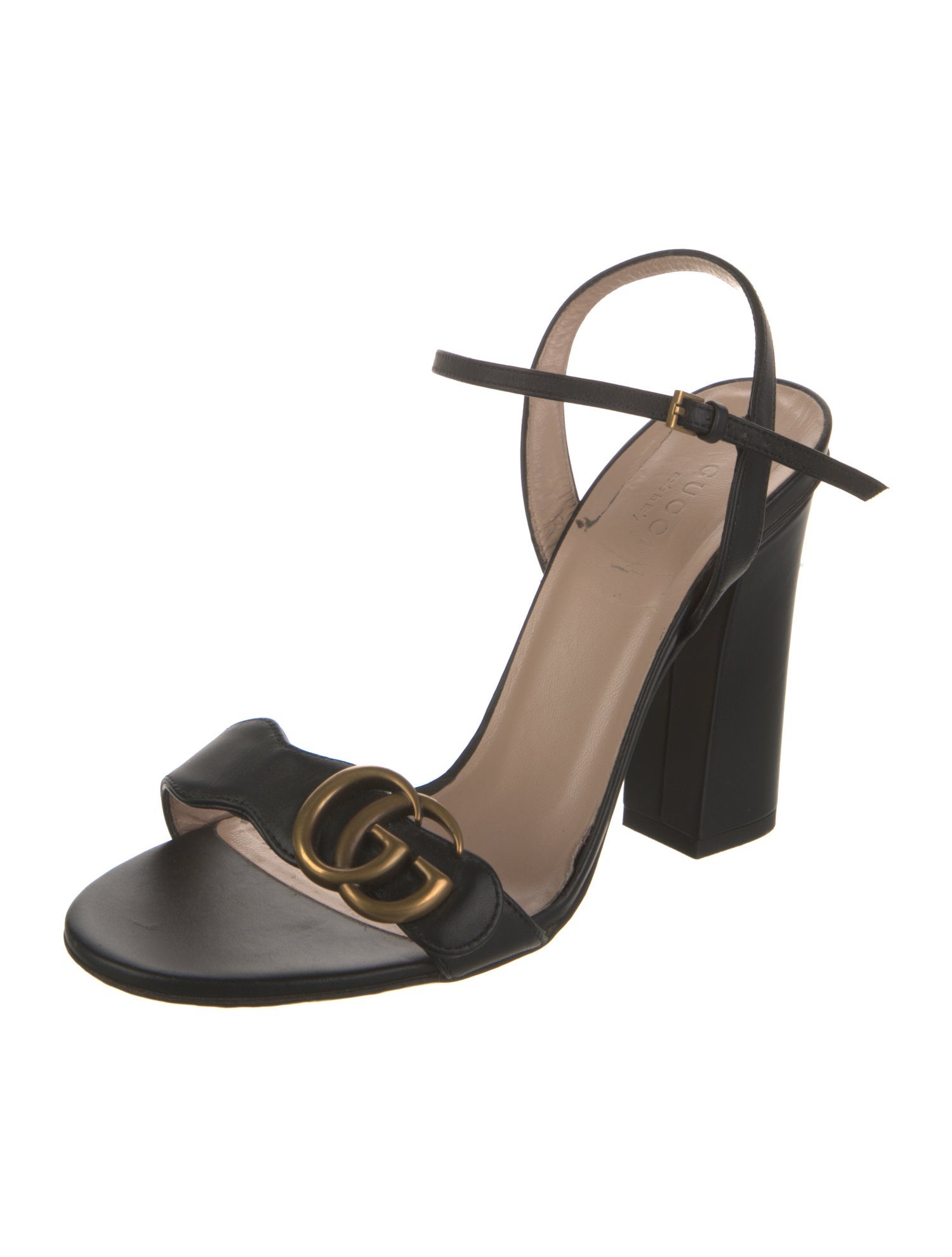 Gucci Double G Logo Leather Sandals