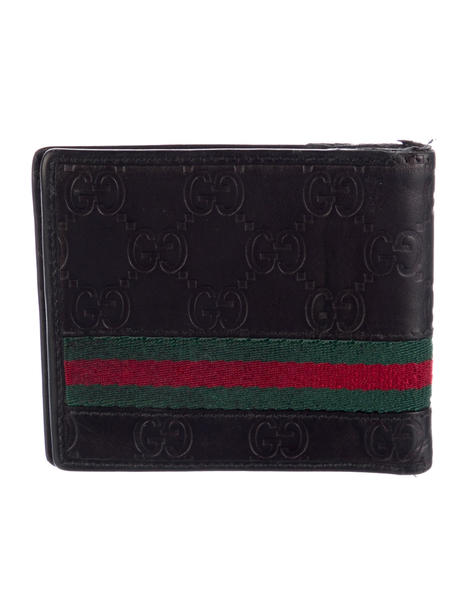 Gucci Web Accent Leather Compact Wallet