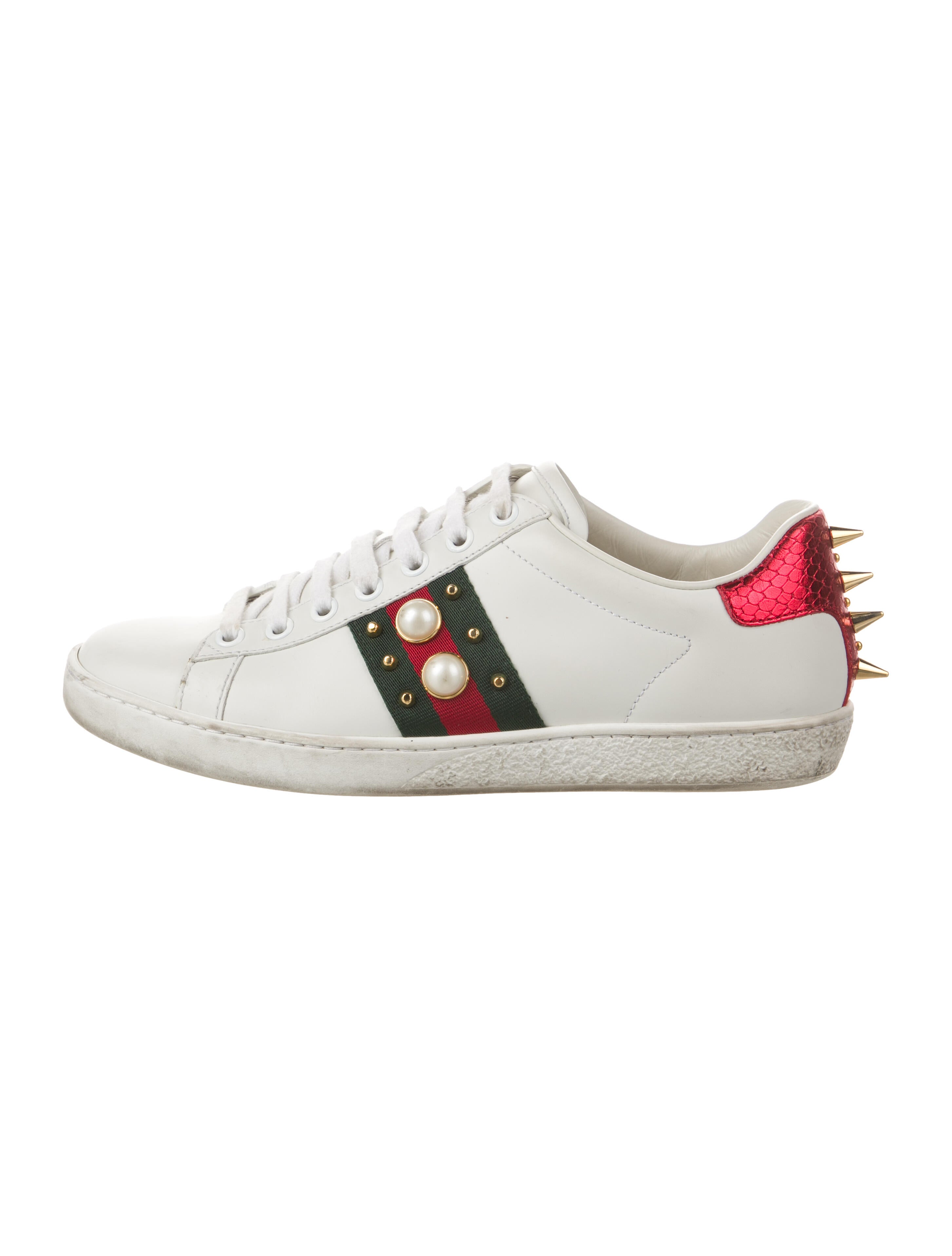 Gucci Web Accent Leather Sneakers