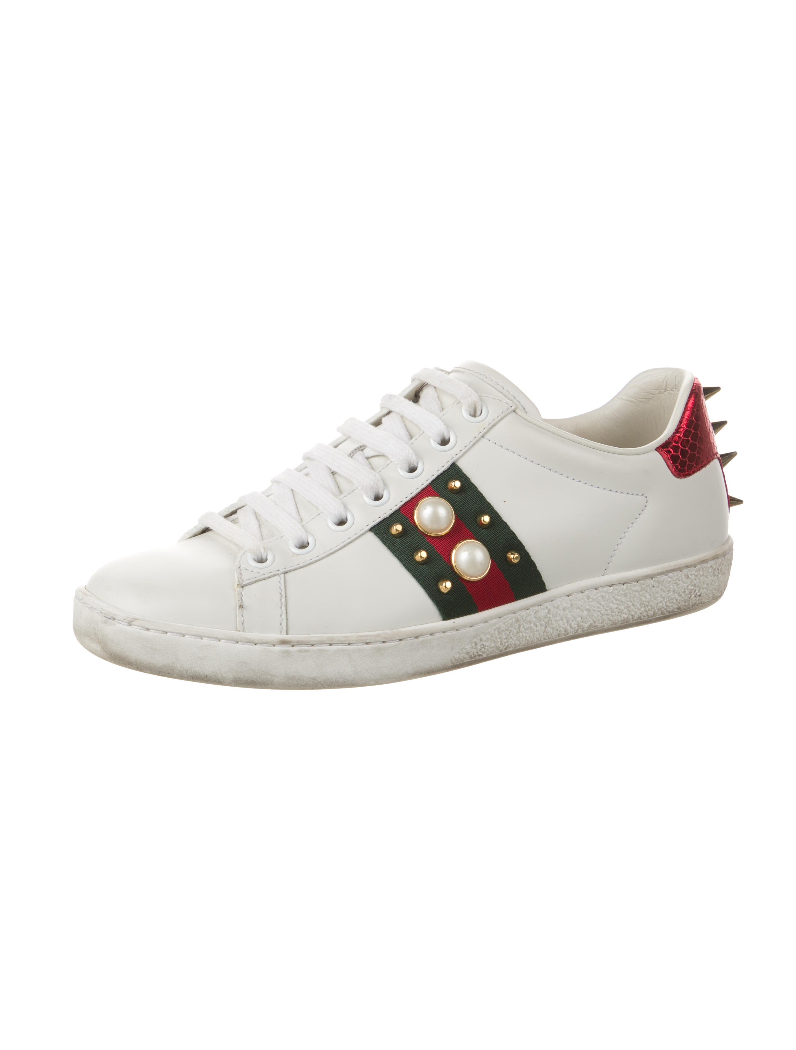 Gucci Web Accent Leather Sneakers