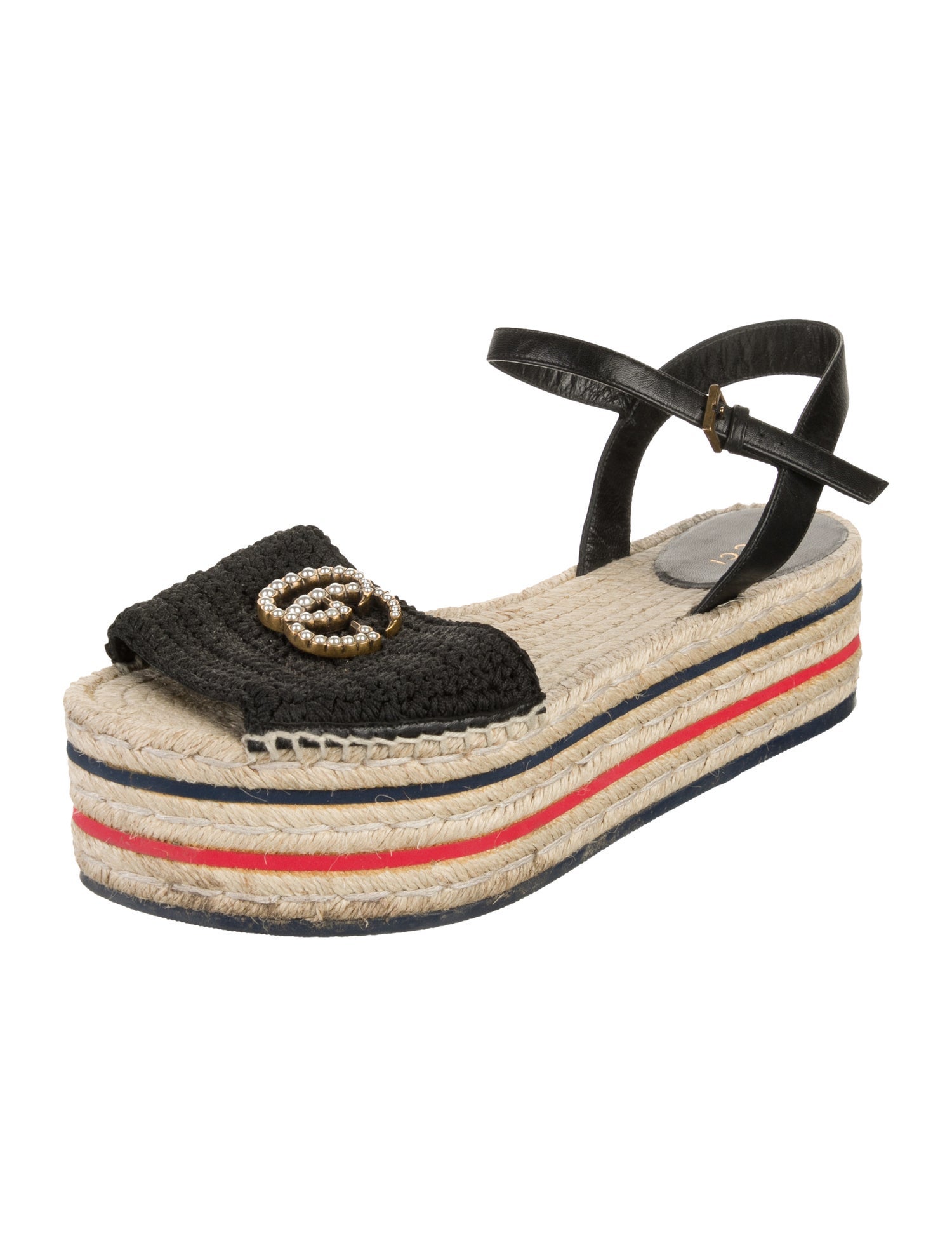 Gucci Double G Logo Jute Espadrilles
