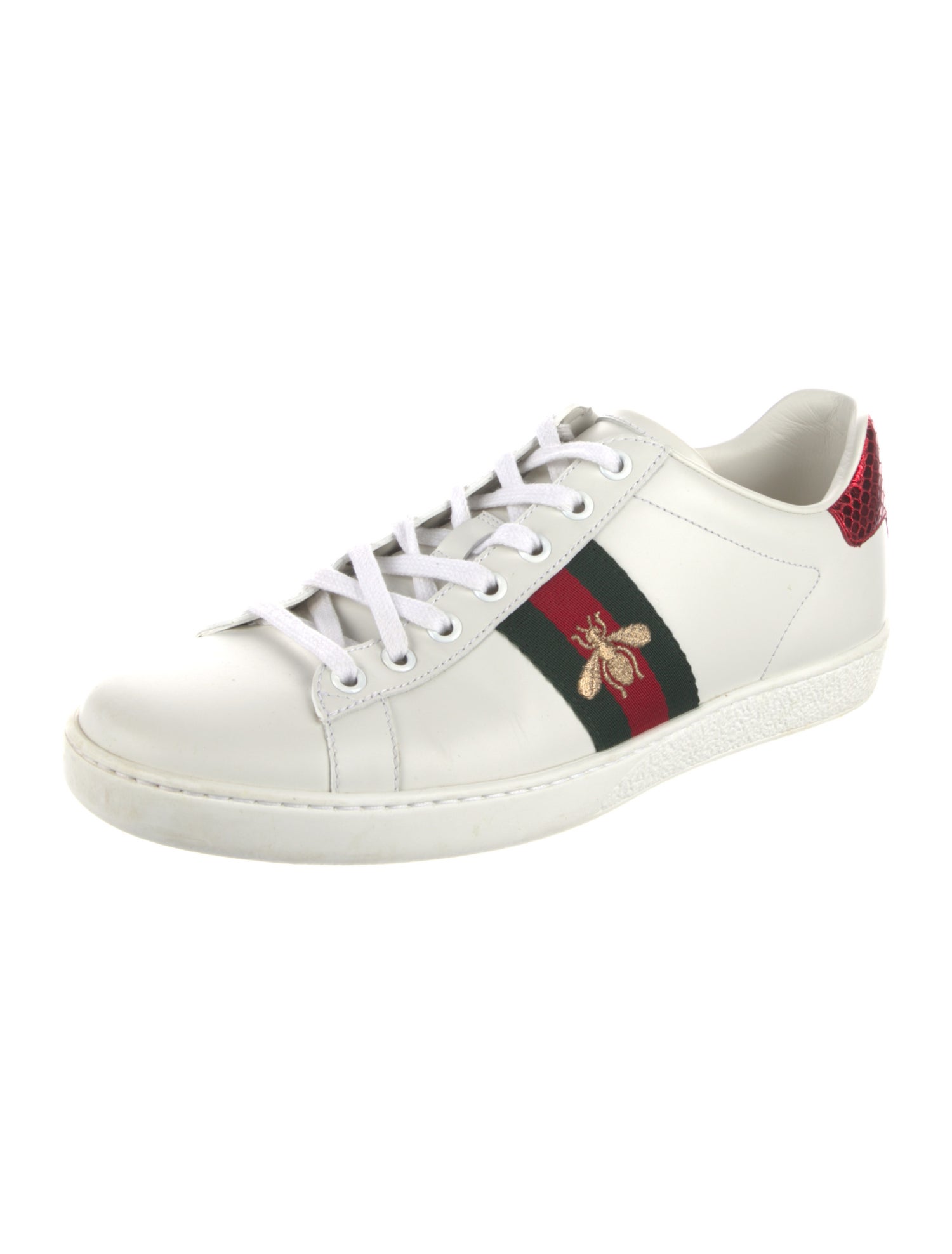 Gucci Web Accent Leather Sneakers