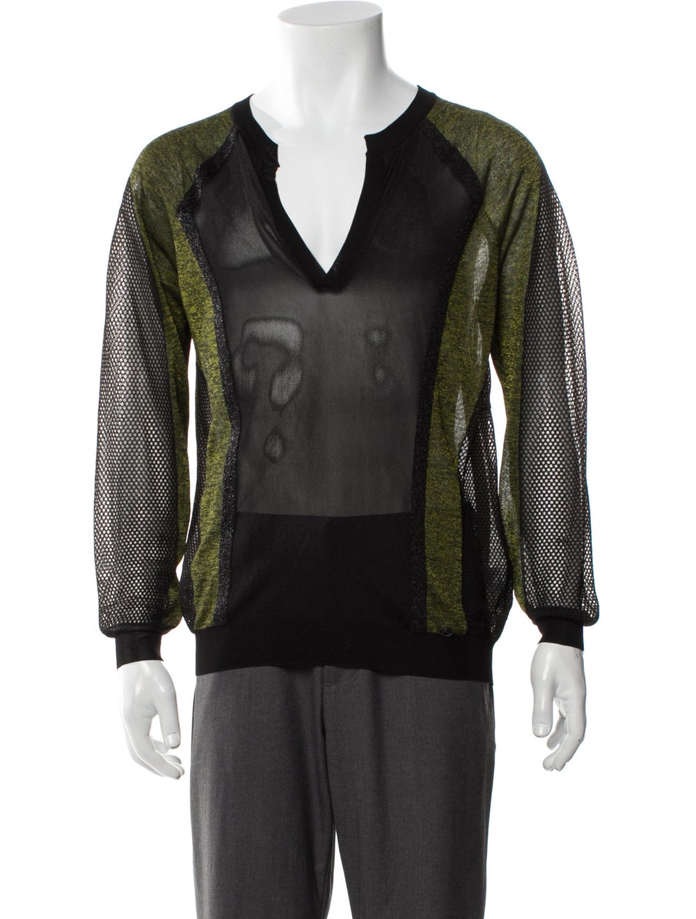 Gucci Pullover Green Colorblock Pattern Mesh Acce… - image 1