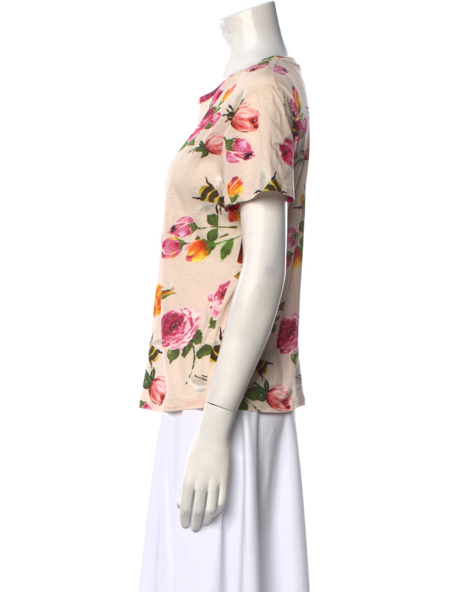 Gucci Floral Print Crew Neck T-Shirt