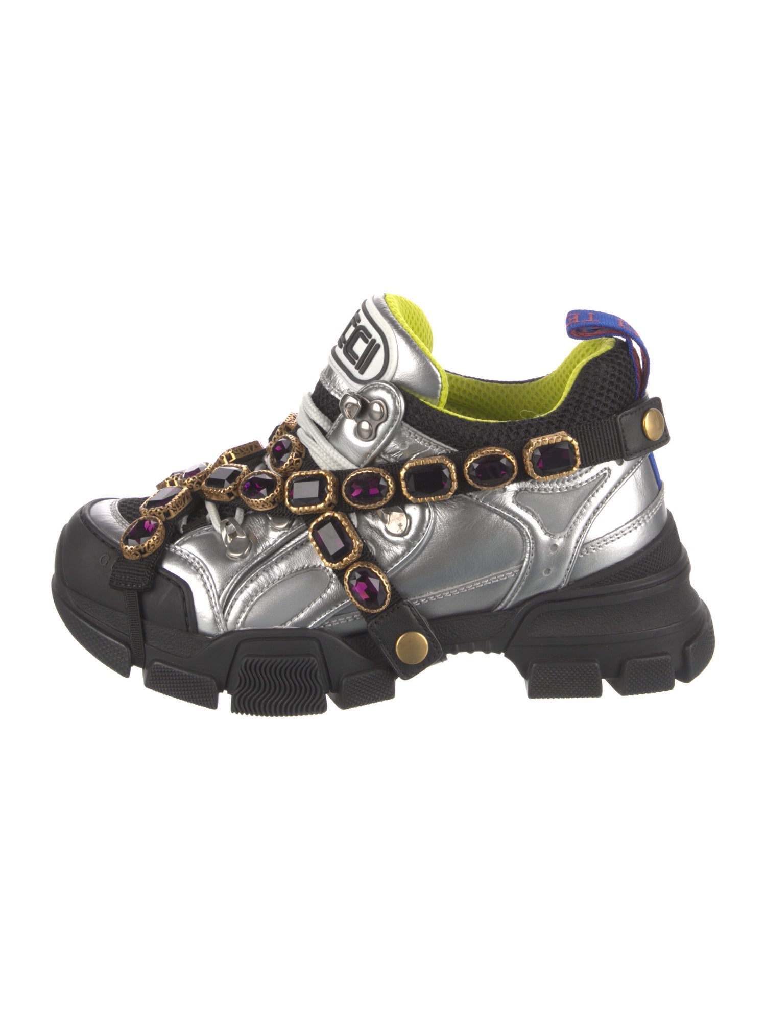 Gucci Leather Colorblock Pattern Chunky Sneakers w/ Tags