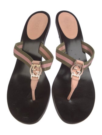 Gucci Interlocking G Logo Leather Slides