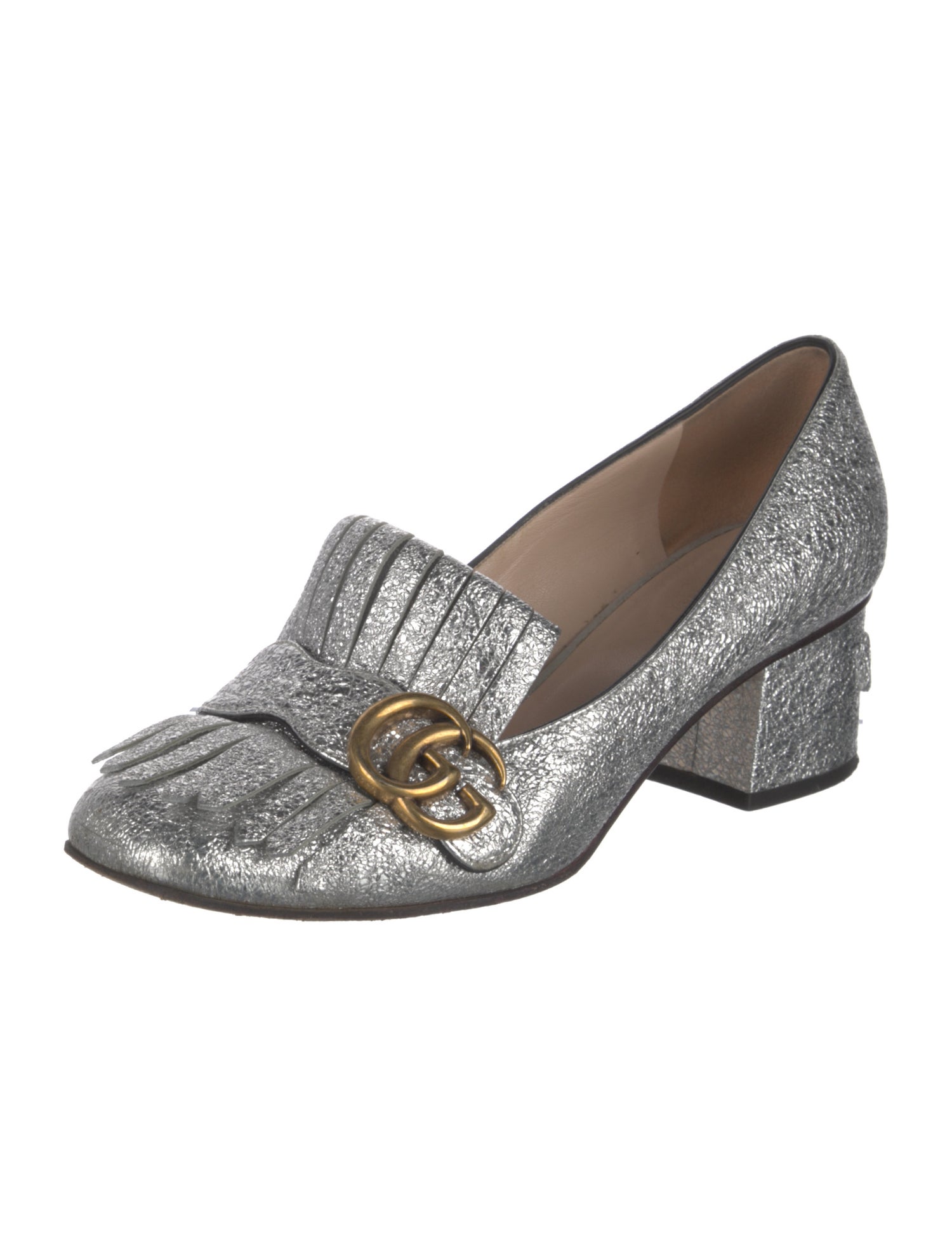 Gucci Double G Logo Glitter Pumps