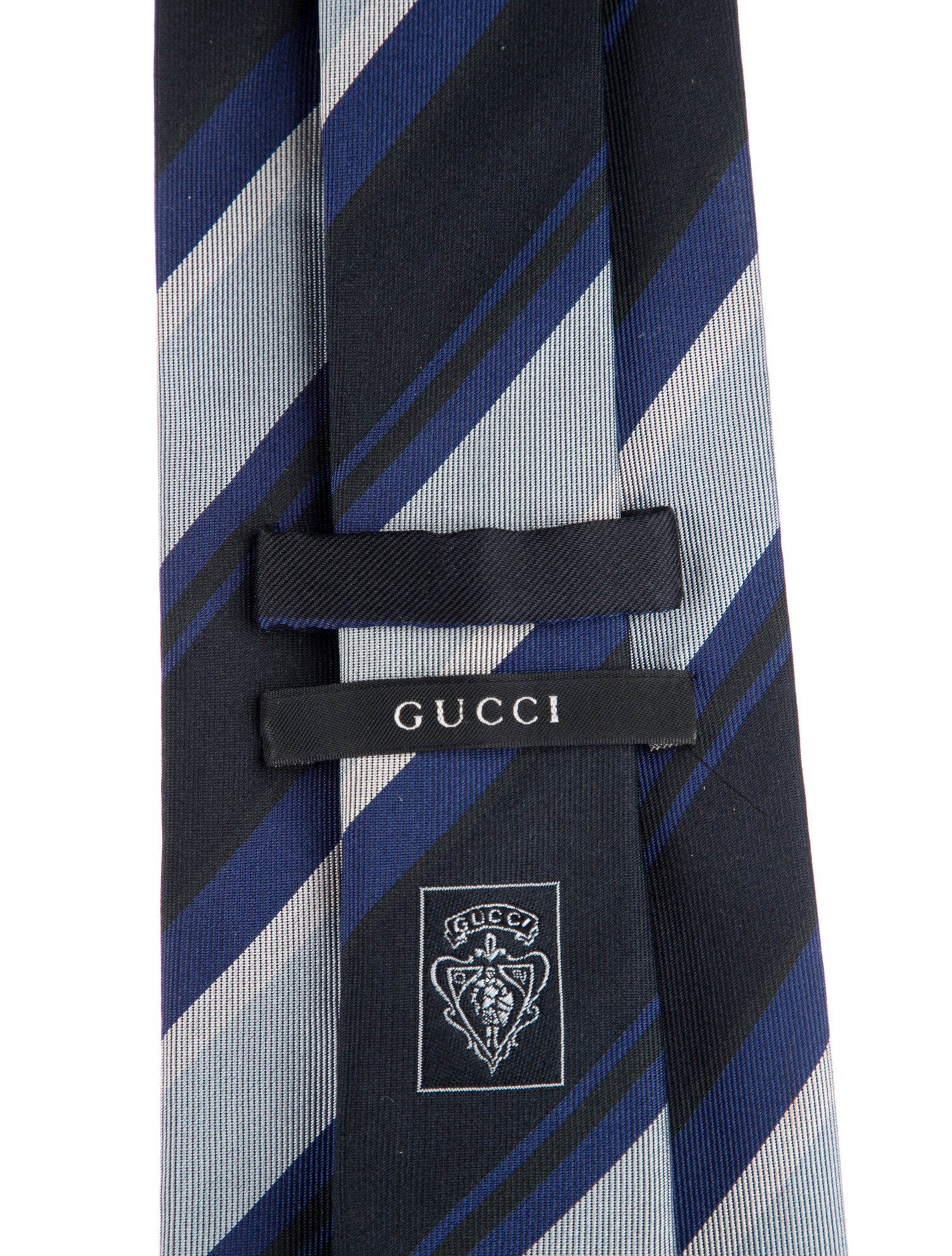 Gucci Blue and White Patterned Silk Tie