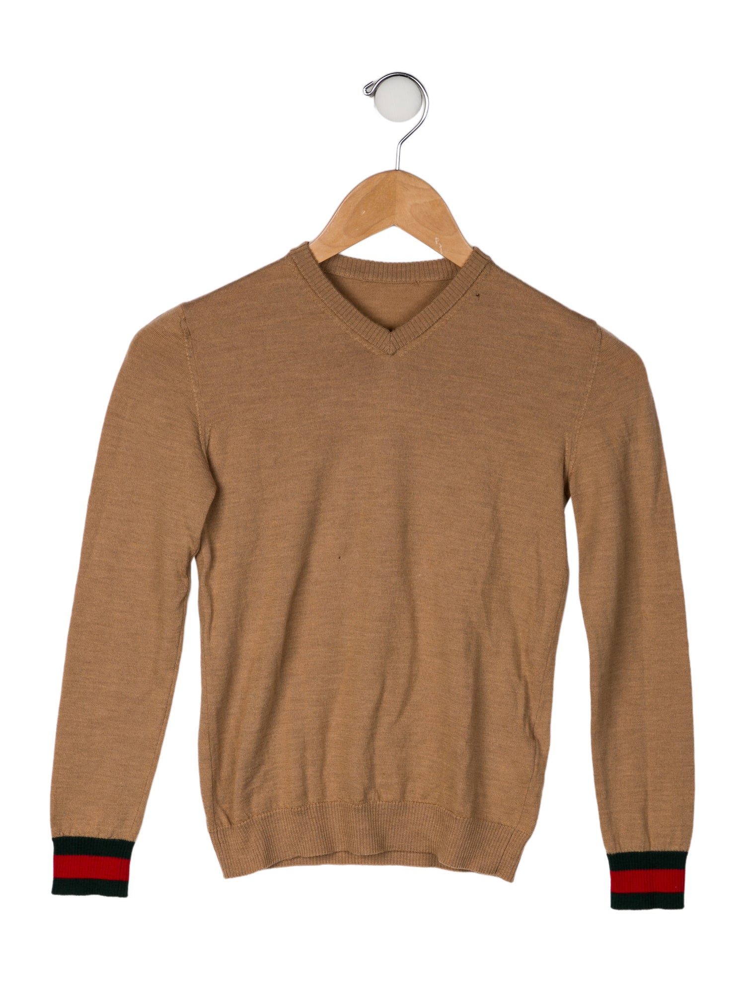 Gucci Kids' Wool Web V-Neck Sweater