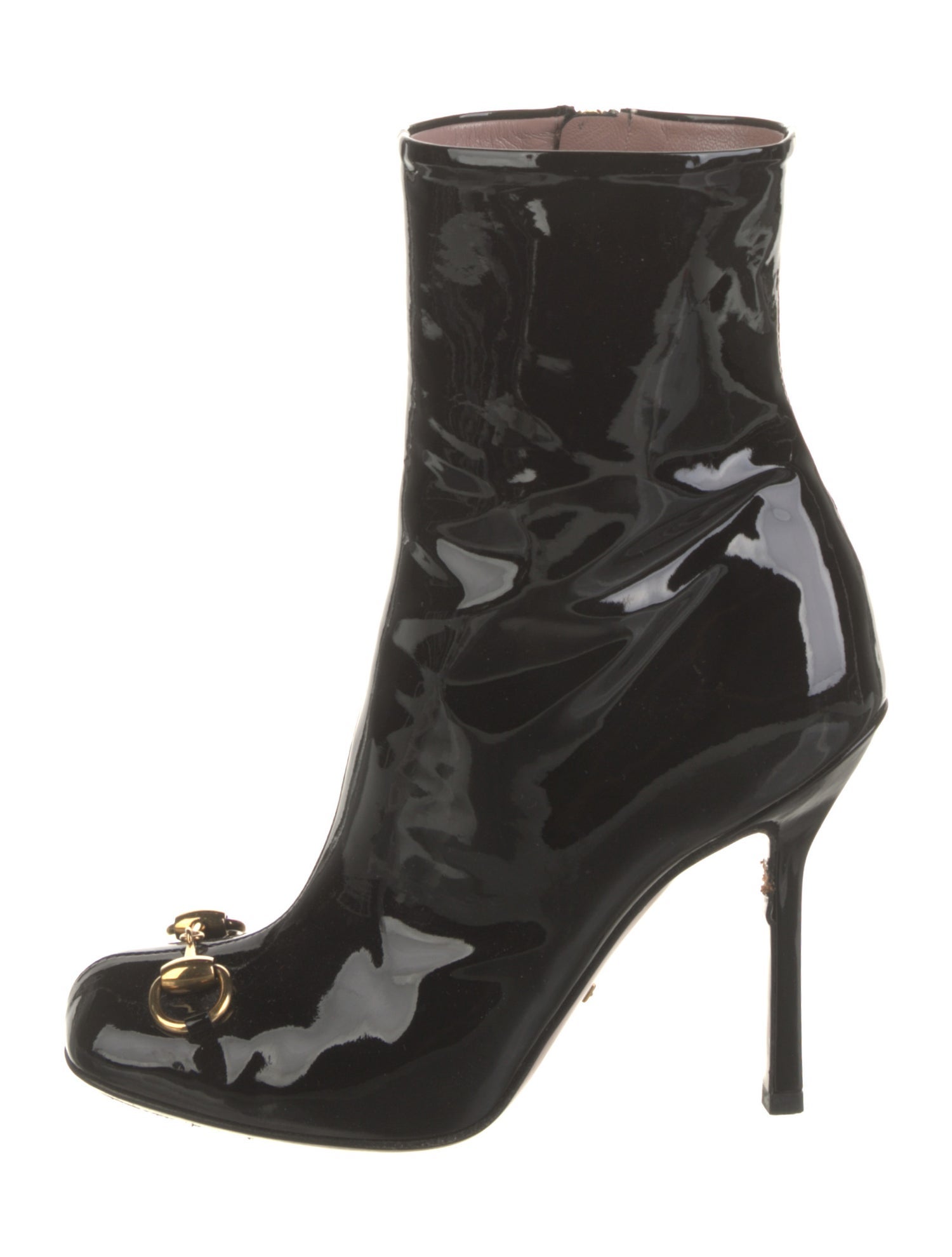 Gucci Horsebit Accent Patent Leather Lace-Up Boots