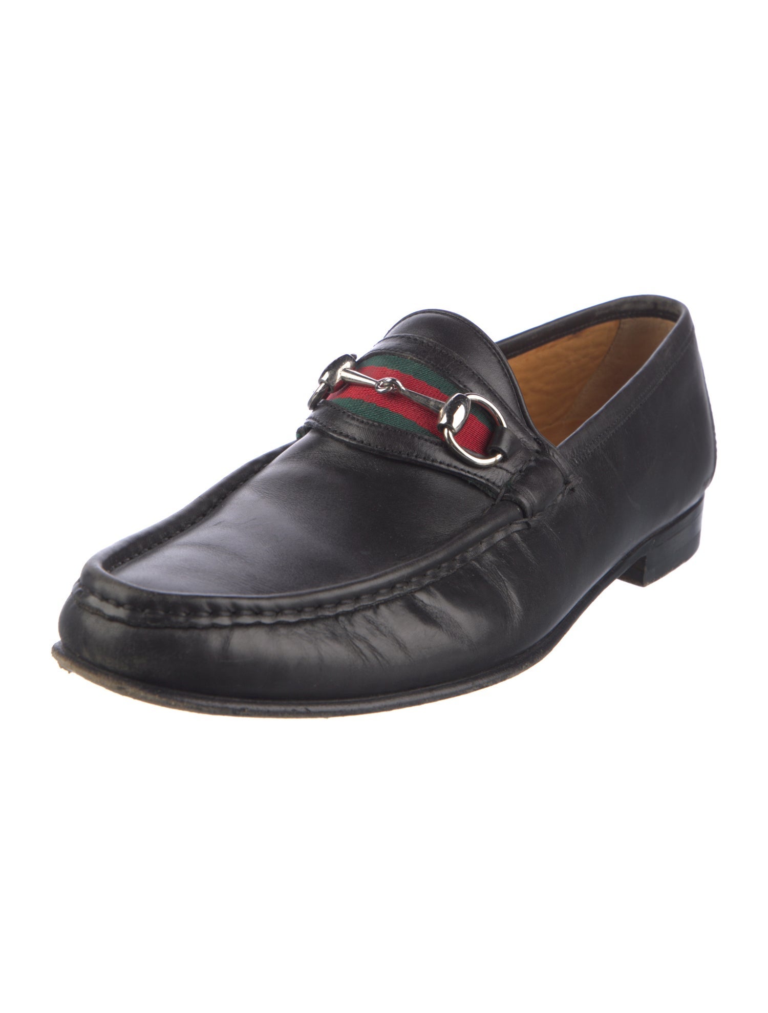 Gucci Web Accent Leather Dress Loafers