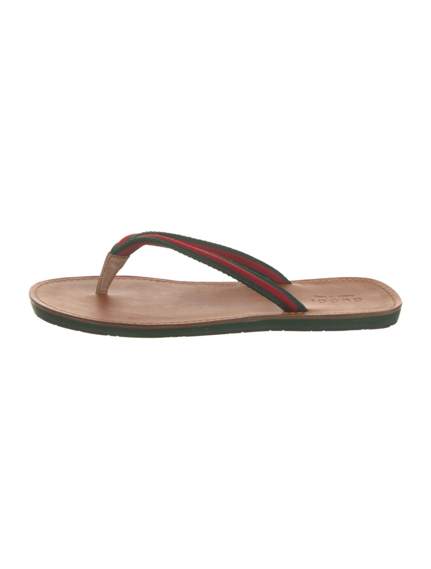 Gucci Web Accent Leather Flip Flops