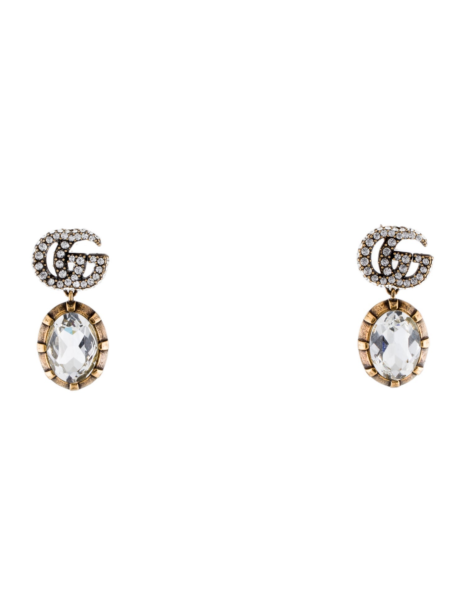 Gucci Crystal GG Marmont Drop Earrings