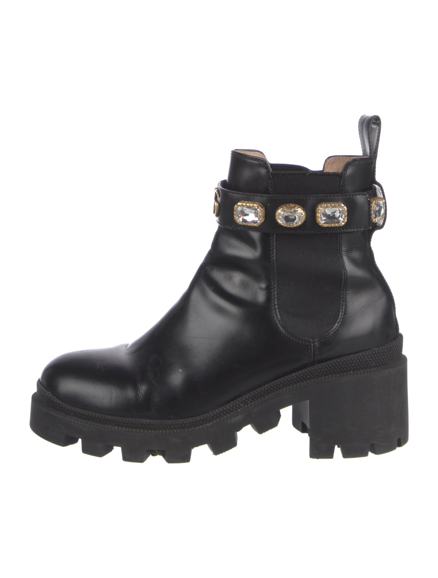 Gucci GG Crystal Leather Combat Boots
