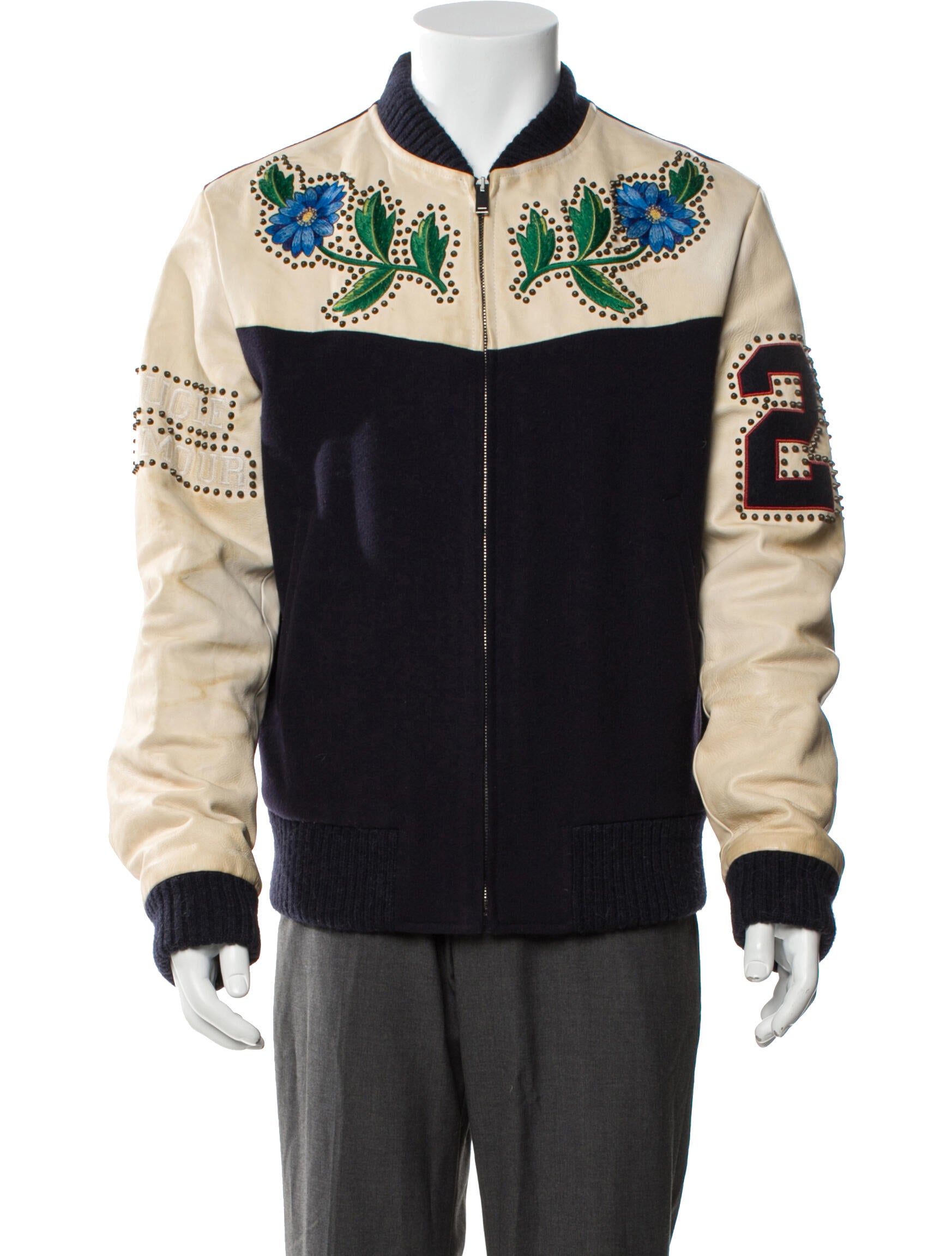 Gucci Floral Varsity Wool Denim Jacket