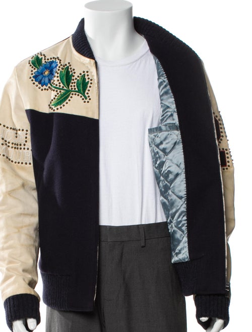 Gucci Floral Varsity Wool Denim Jacket