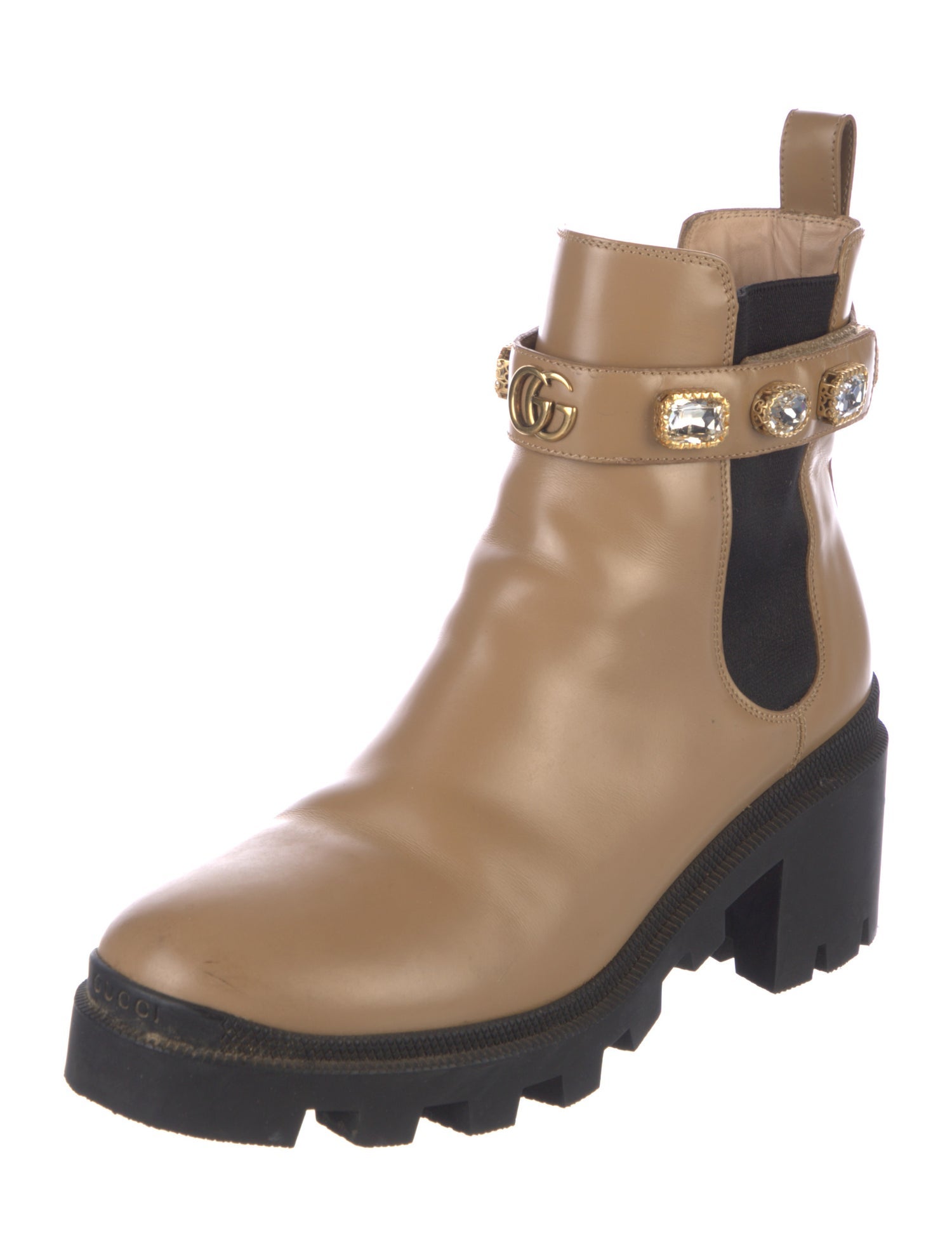 Gucci Double G Logo Leather Chelsea Boots