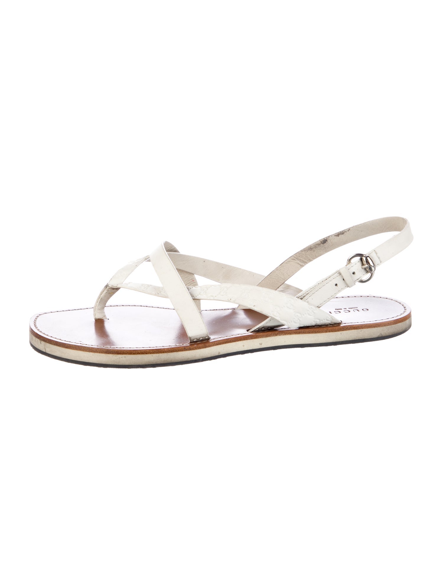 Gucci Running GG Logo Leather Slingback Sandals