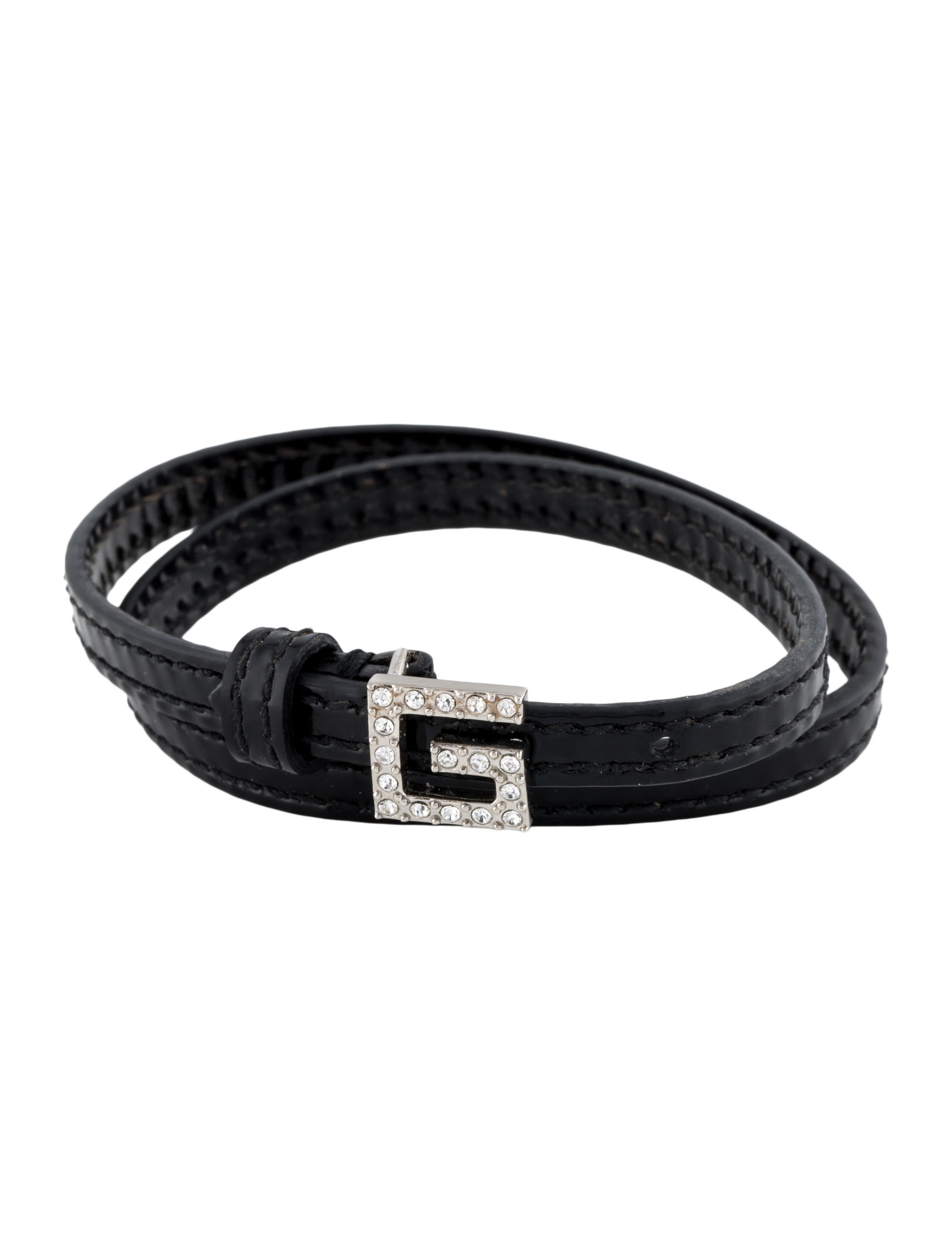 Gucci Crystal & Leather G Wrap Bracelet
