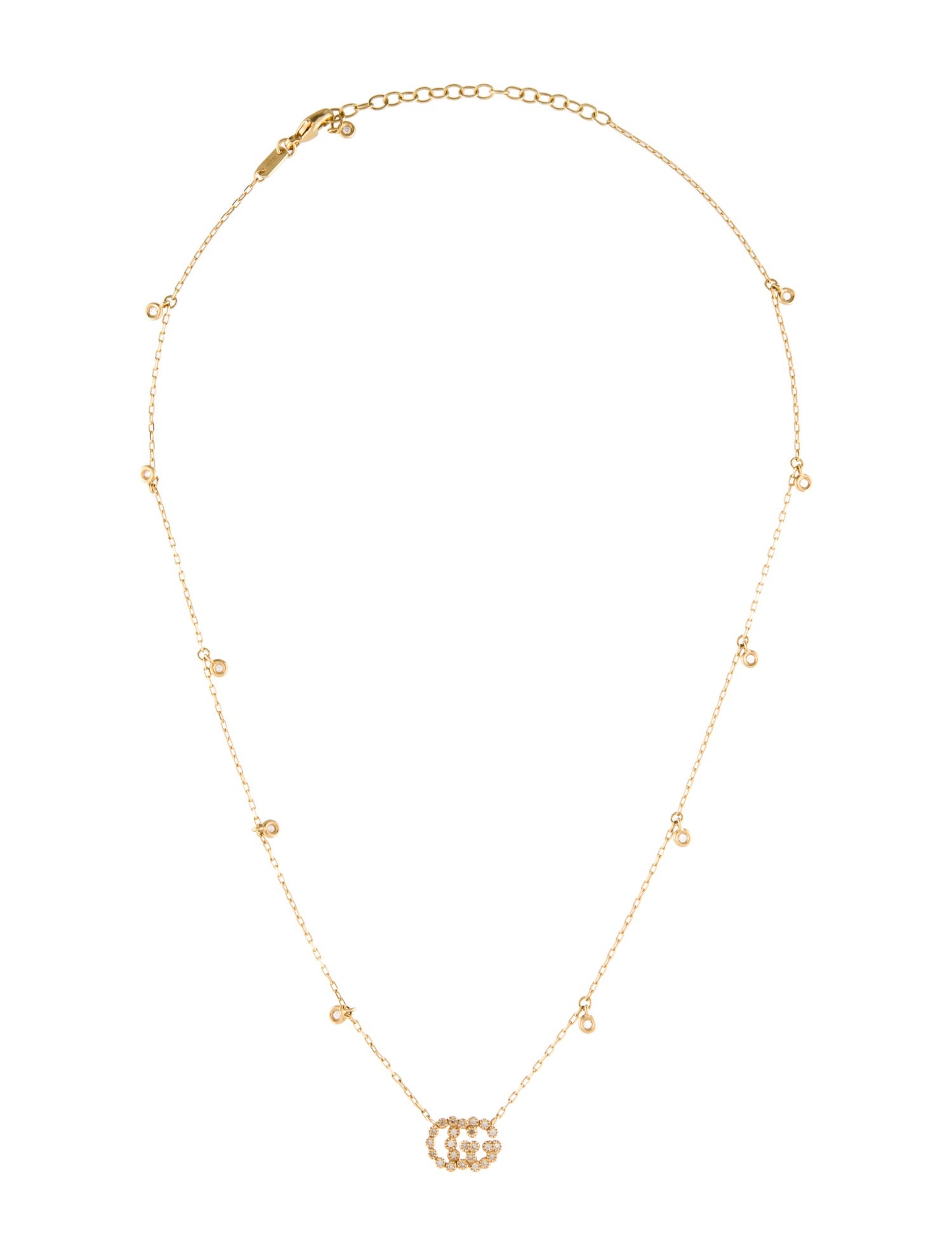 Gucci 18K Diamond Running GG Choker Necklace