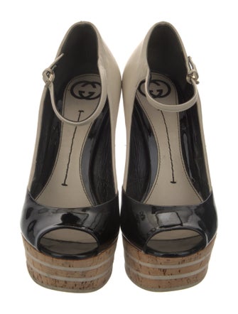 Gucci Patent Leather Colorblock Pattern Pumps
