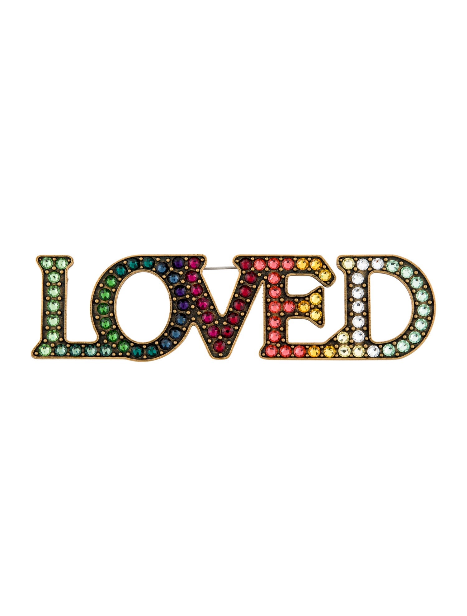 Gucci Crystal 'Loved' Pin Brooch