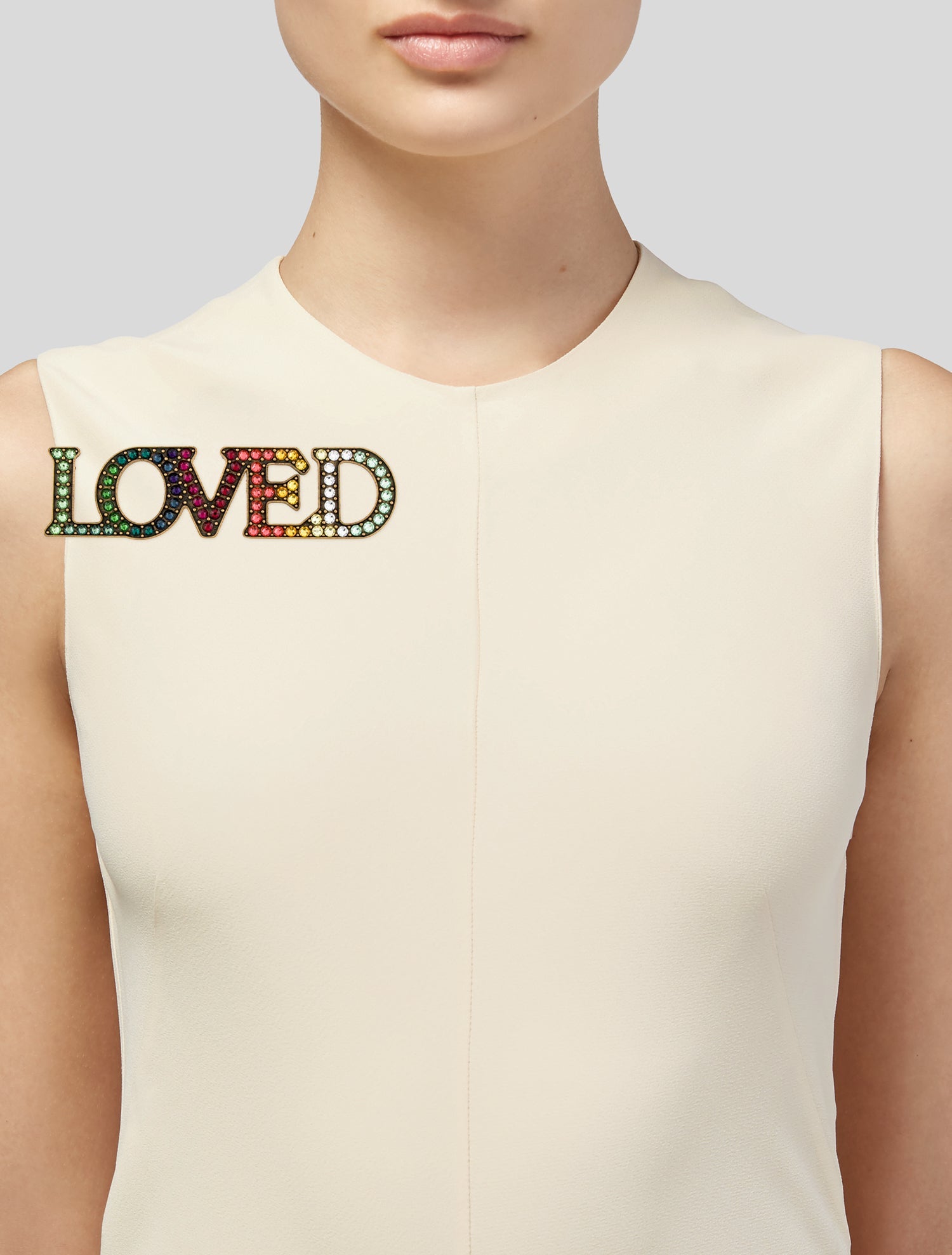 Gucci Crystal 'Loved' Pin Brooch