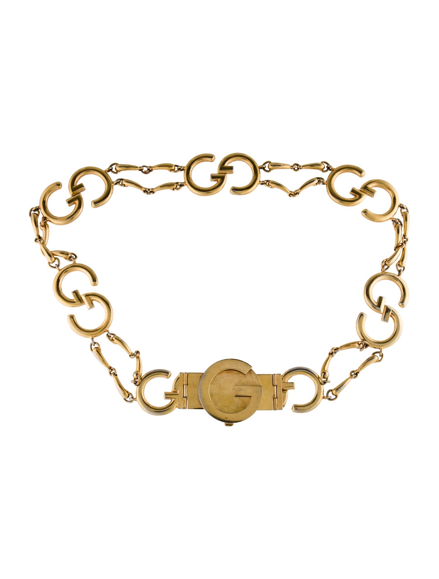 Gucci Metal Chain-Link Accents Waist Belt