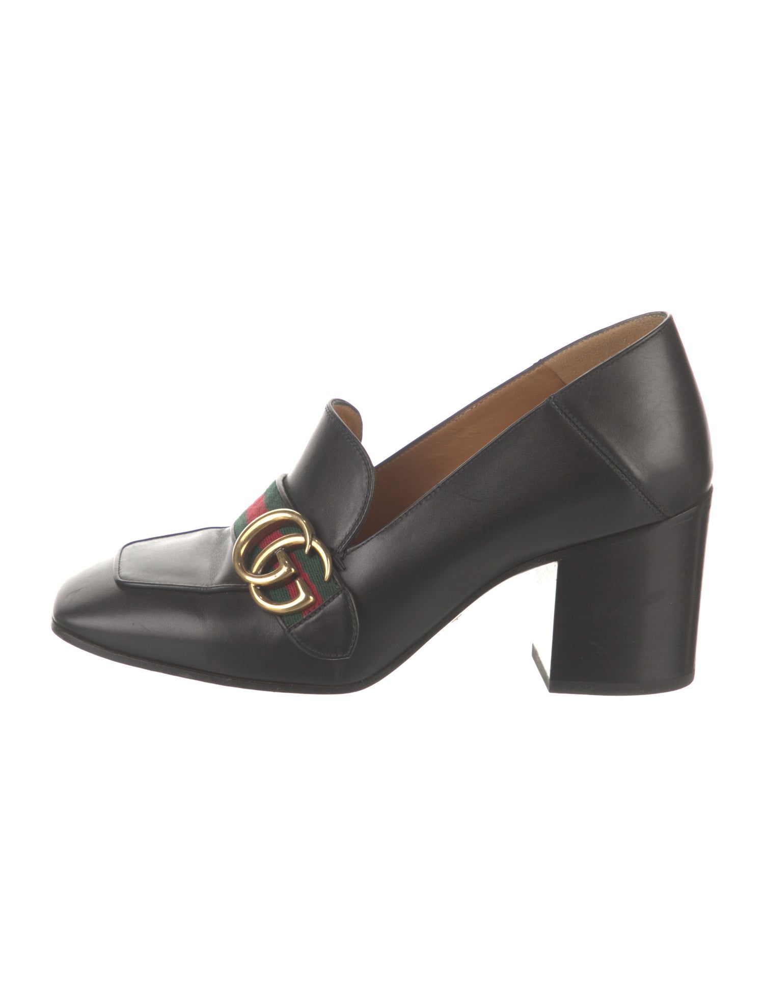 Gucci Web Accent Leather Pumps
