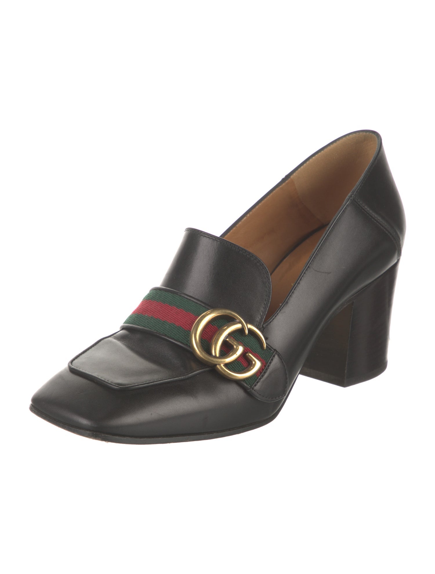 Gucci Web Accent Leather Pumps