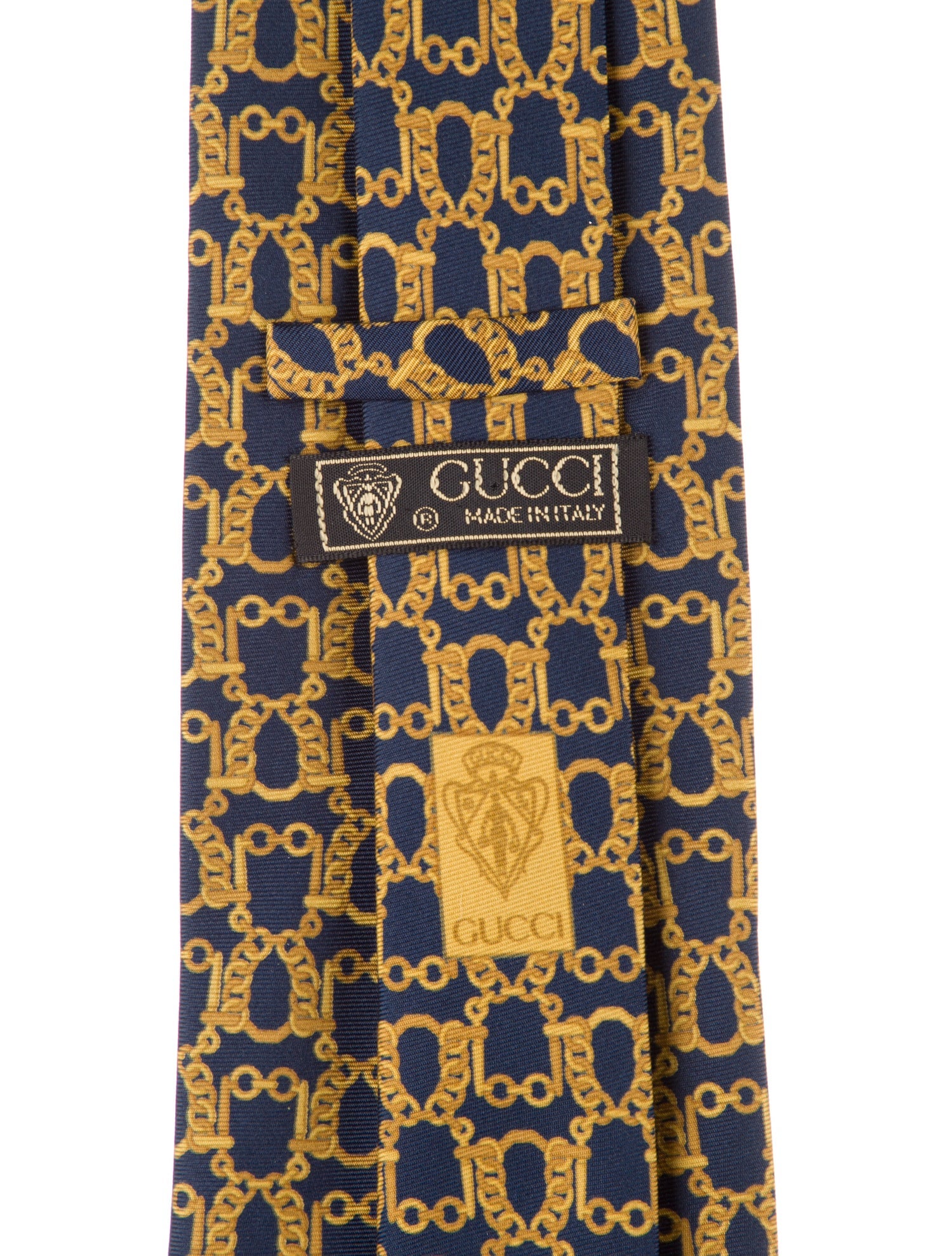 Gucci Men's Blue Pattern Printed Silk Tie