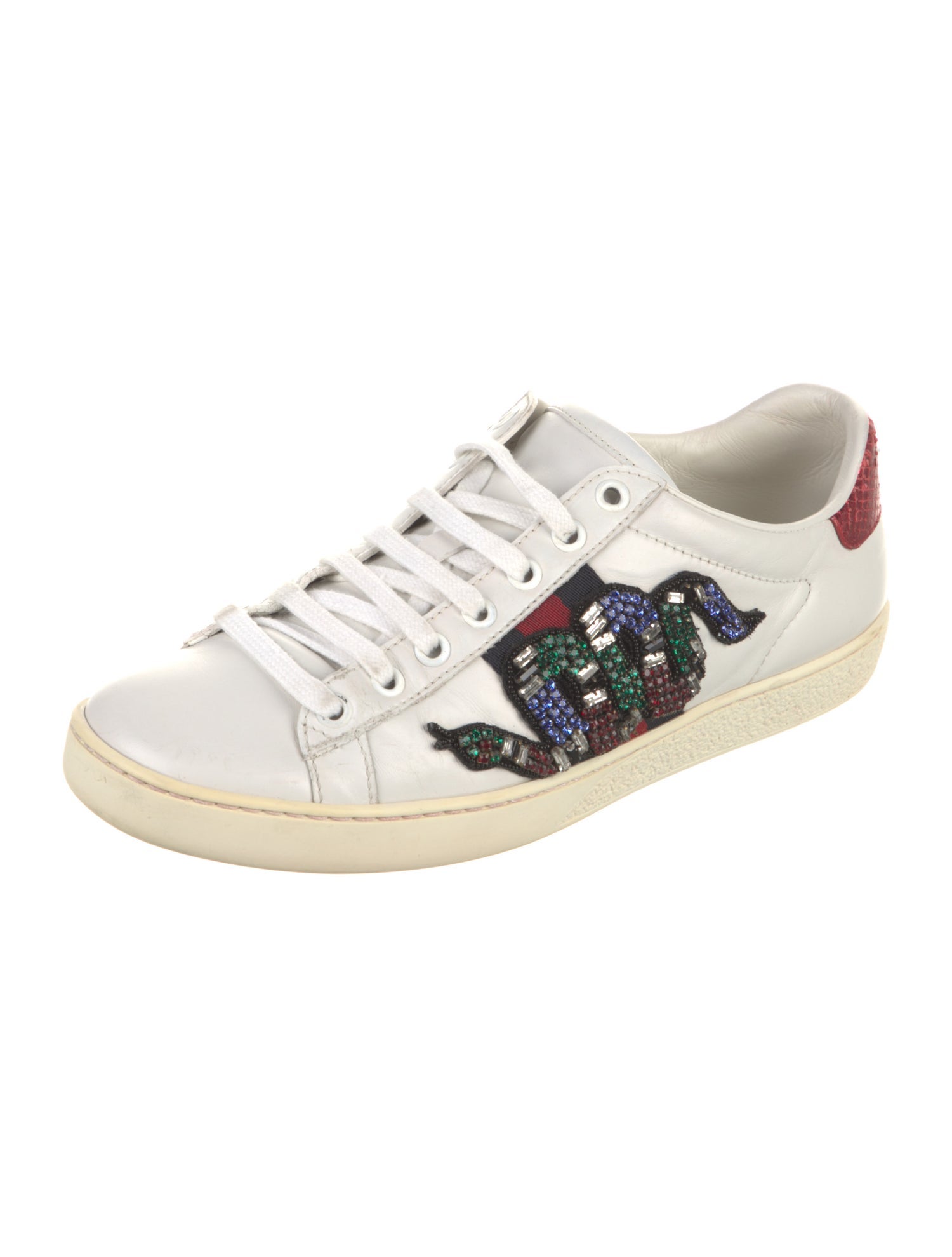 Gucci Web Accent Leather Sneakers