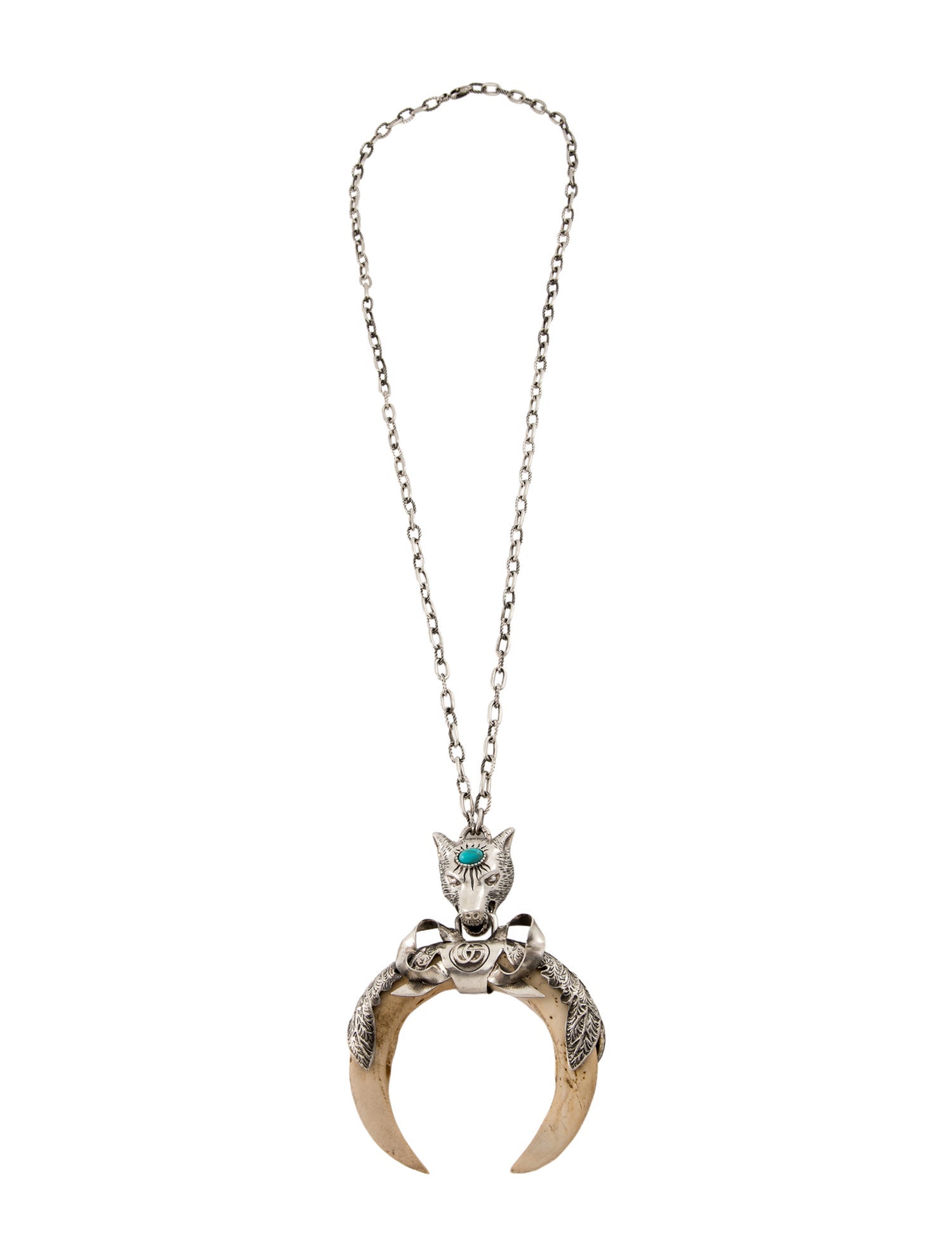 Gucci Resin Wolf Anger Forest Pendant Necklace