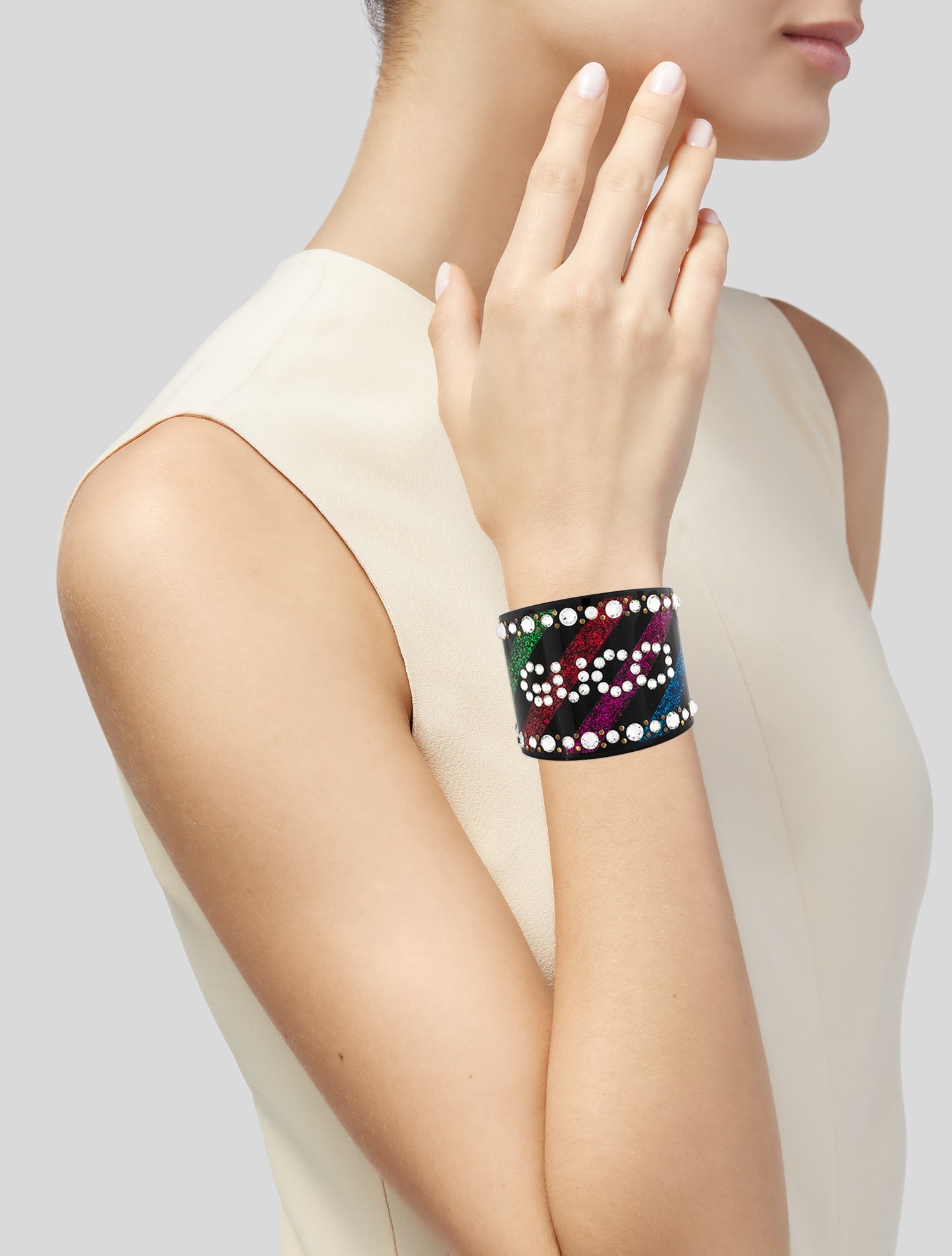 Gucci Crystal Embellished Cuff Bracelet