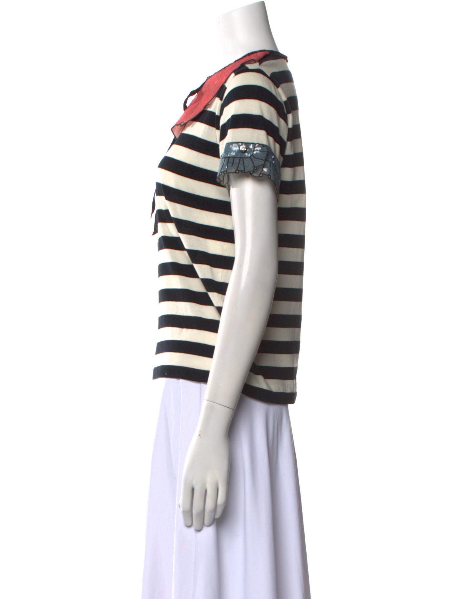 Gucci Striped Crew Neck Blouse