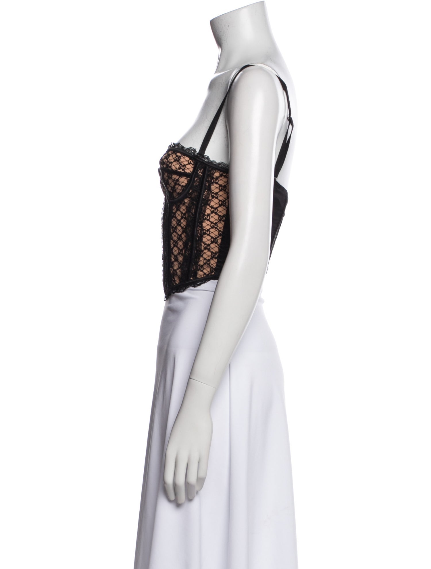 Gucci Lace Pattern Square Neckline Crop Top