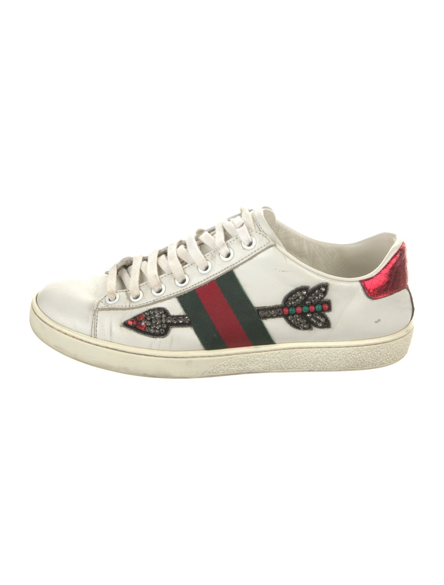 Gucci Web Accent Leather Sneakers