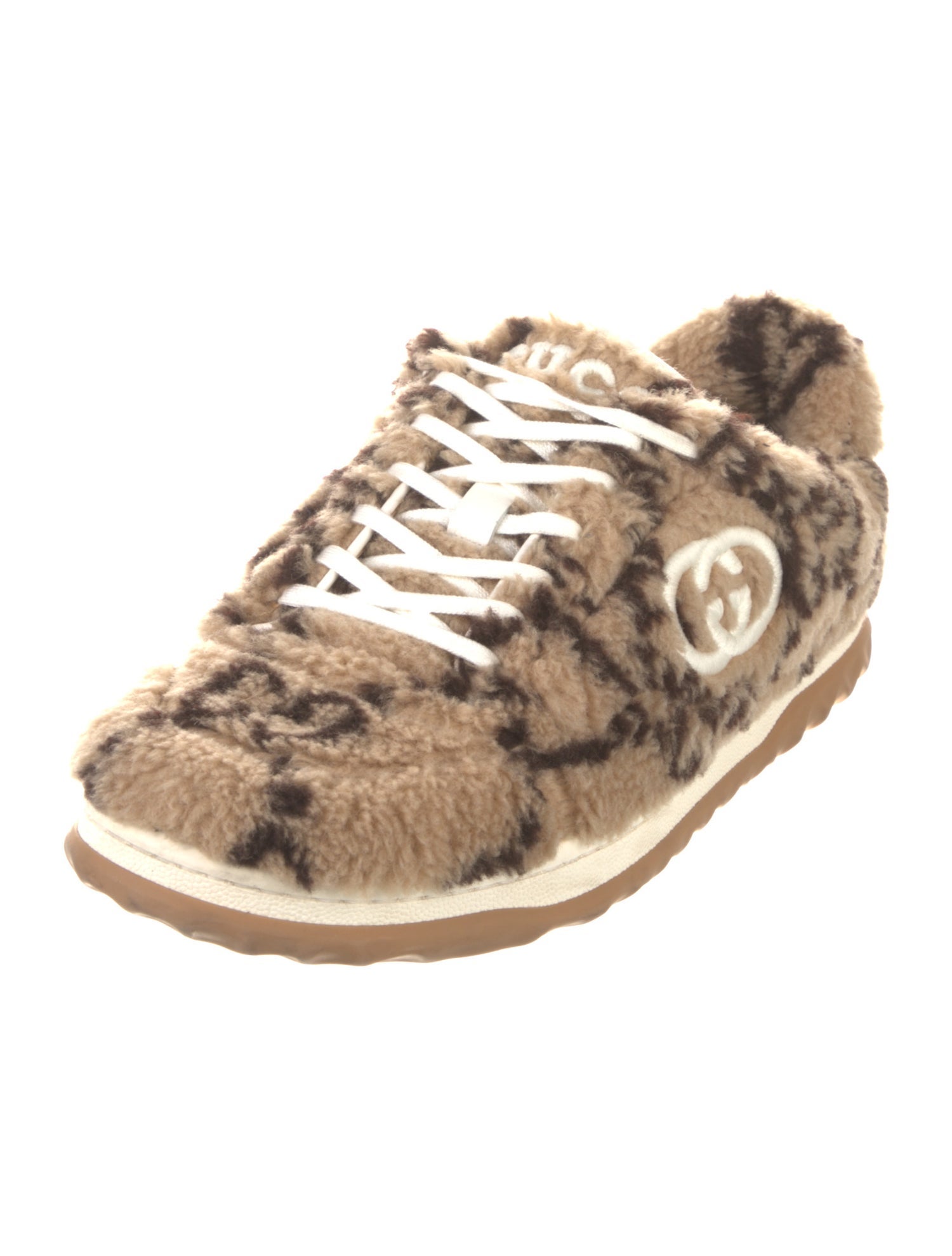 Gucci Interlocking G Logo Faux Fur Sneakers