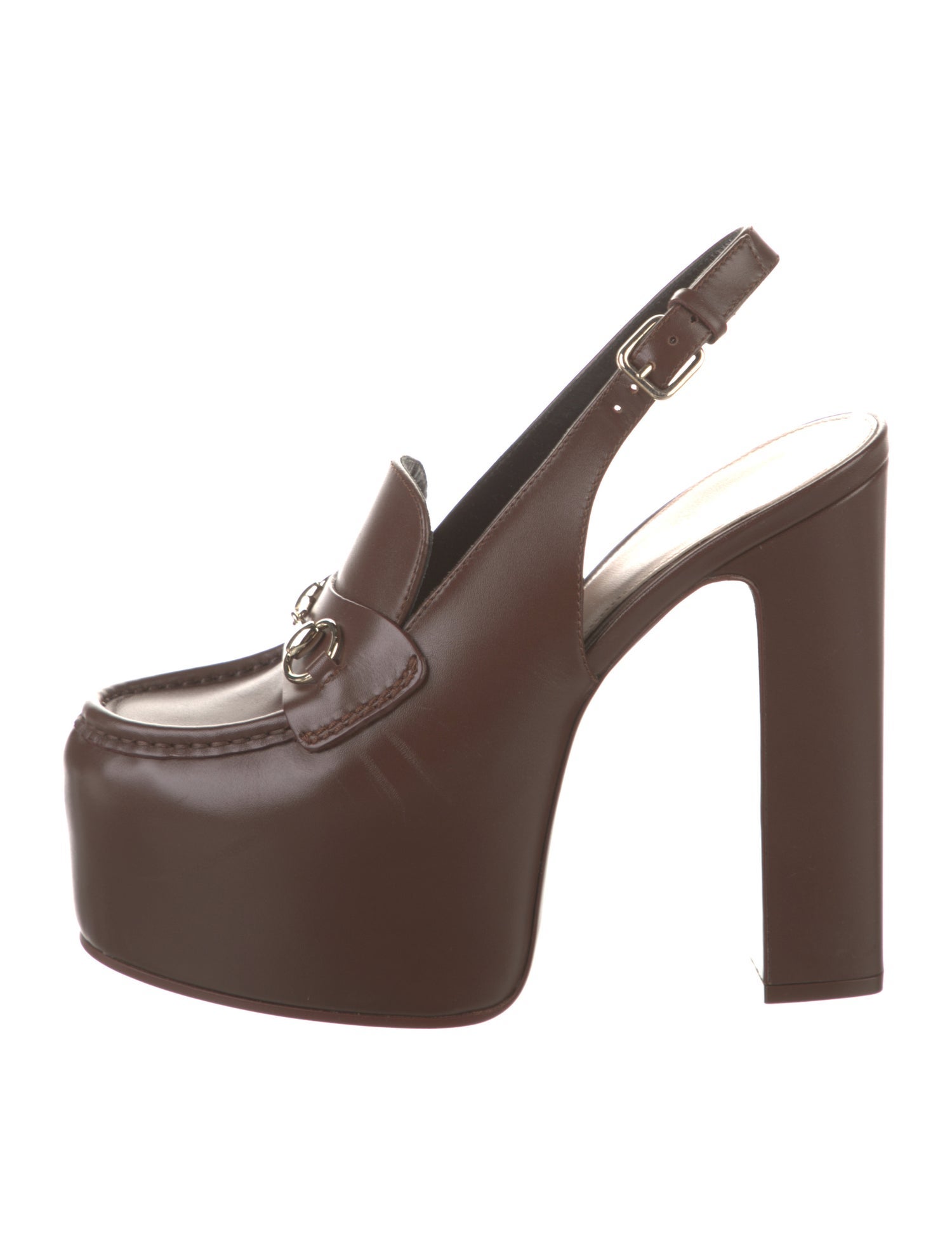 Gucci Horsebit Accent Leather Slingback Pumps