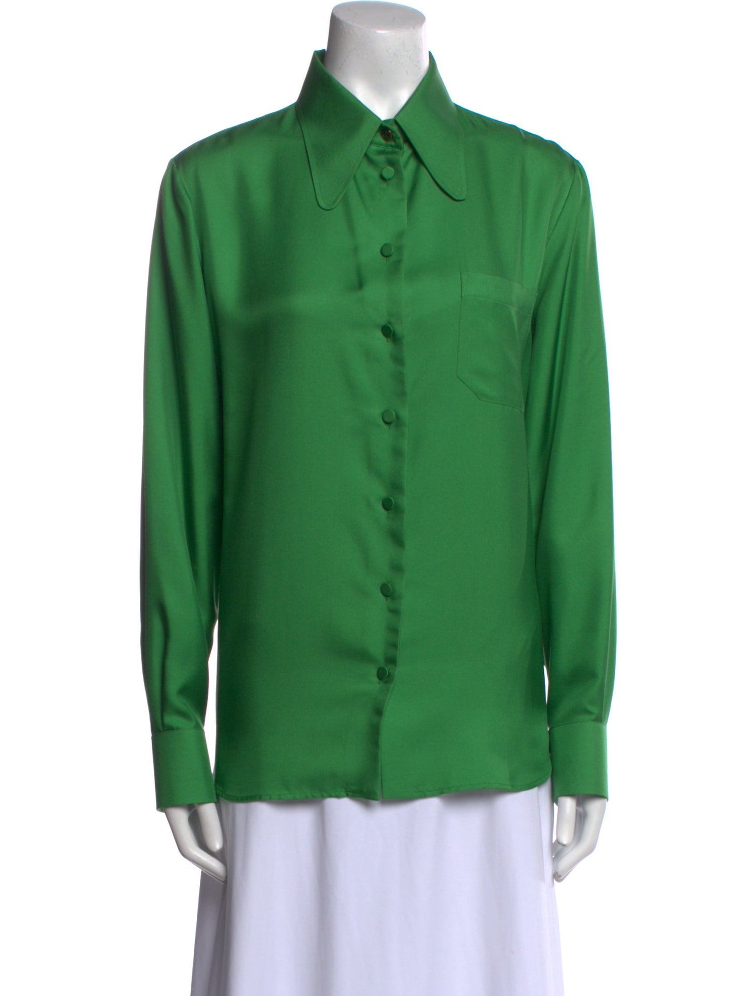 Gucci Silk Long Sleeve Button-Up Top