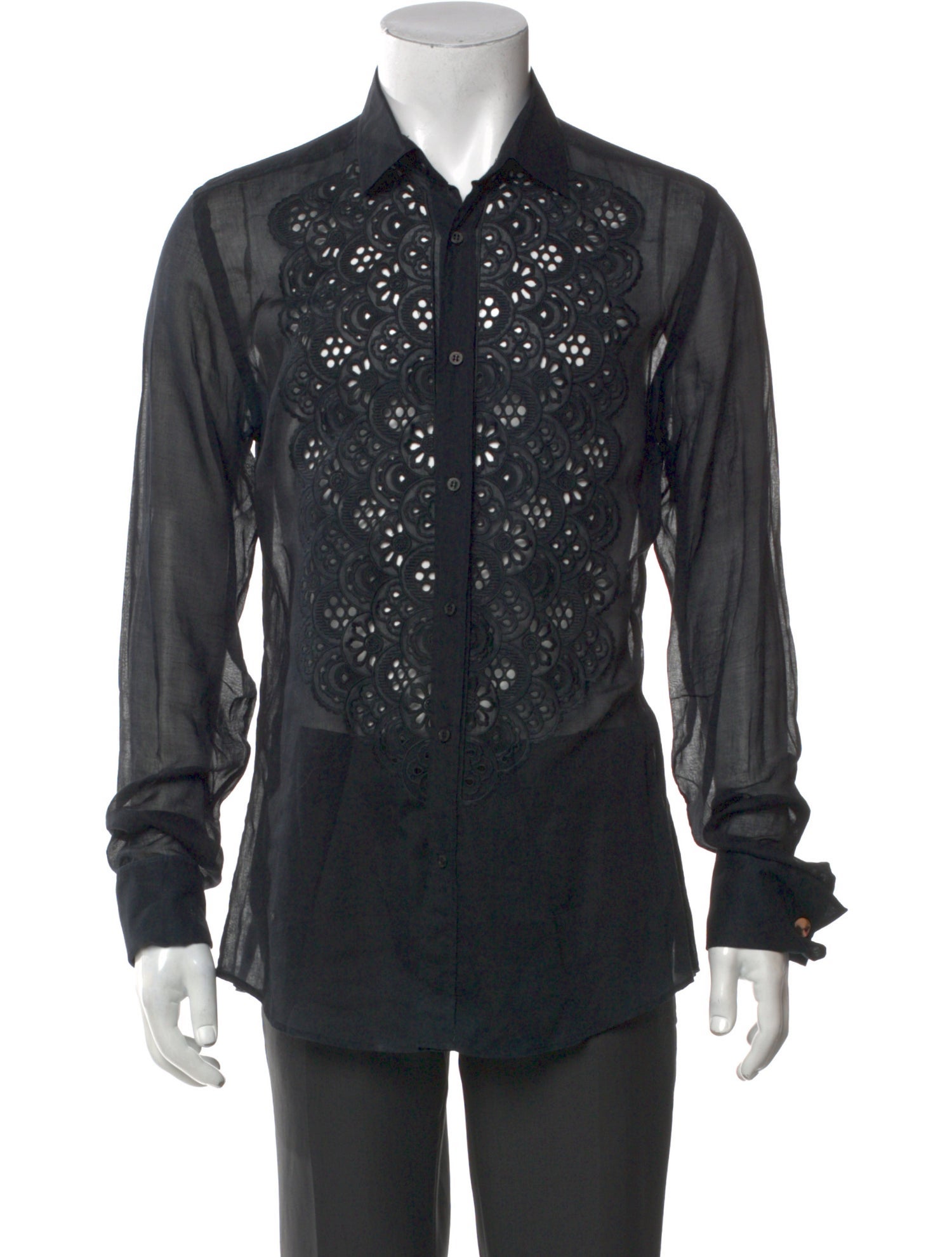 Gucci Vintage Lace Pattern Shirt
