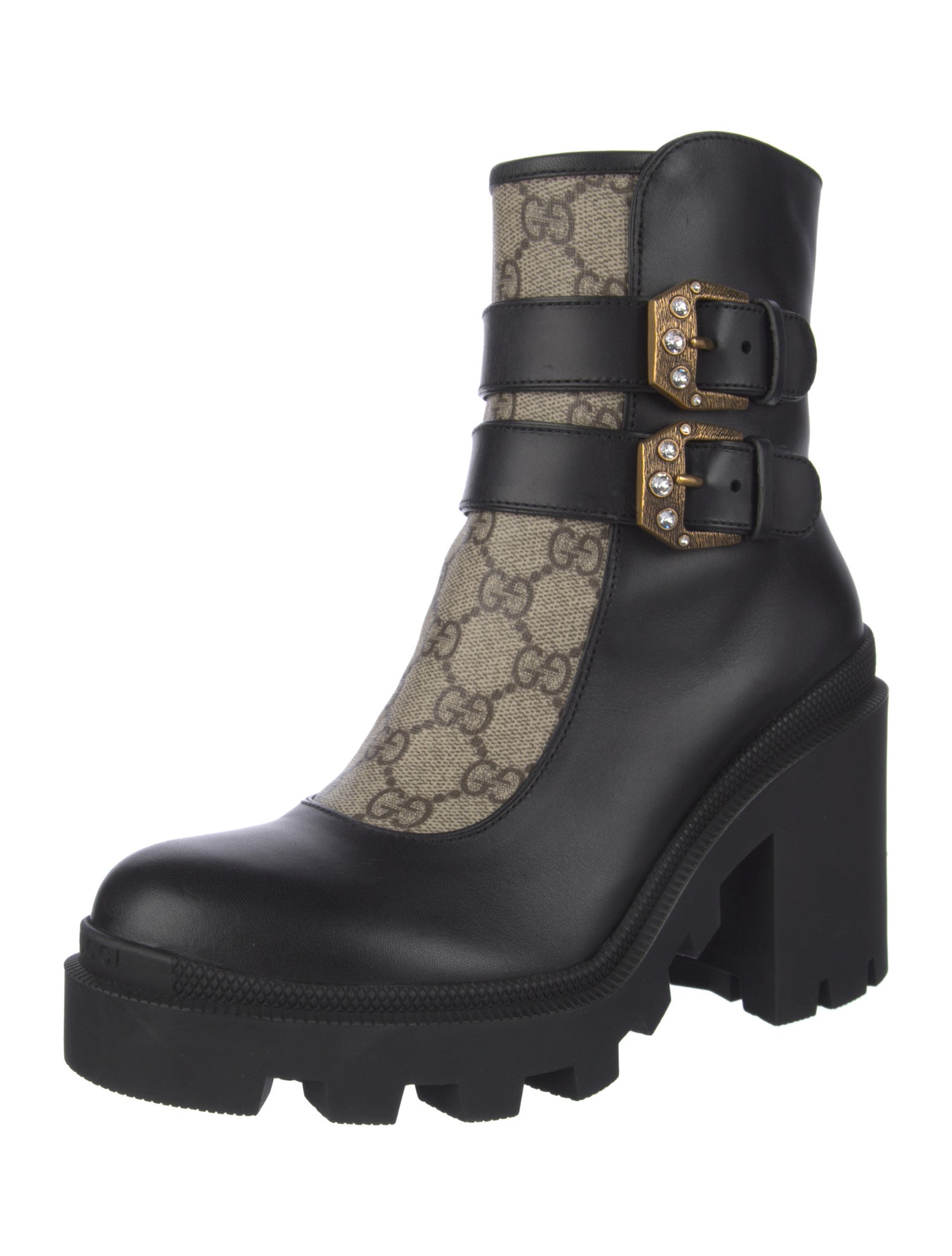 Gucci GG Supreme Leather Combat Boots